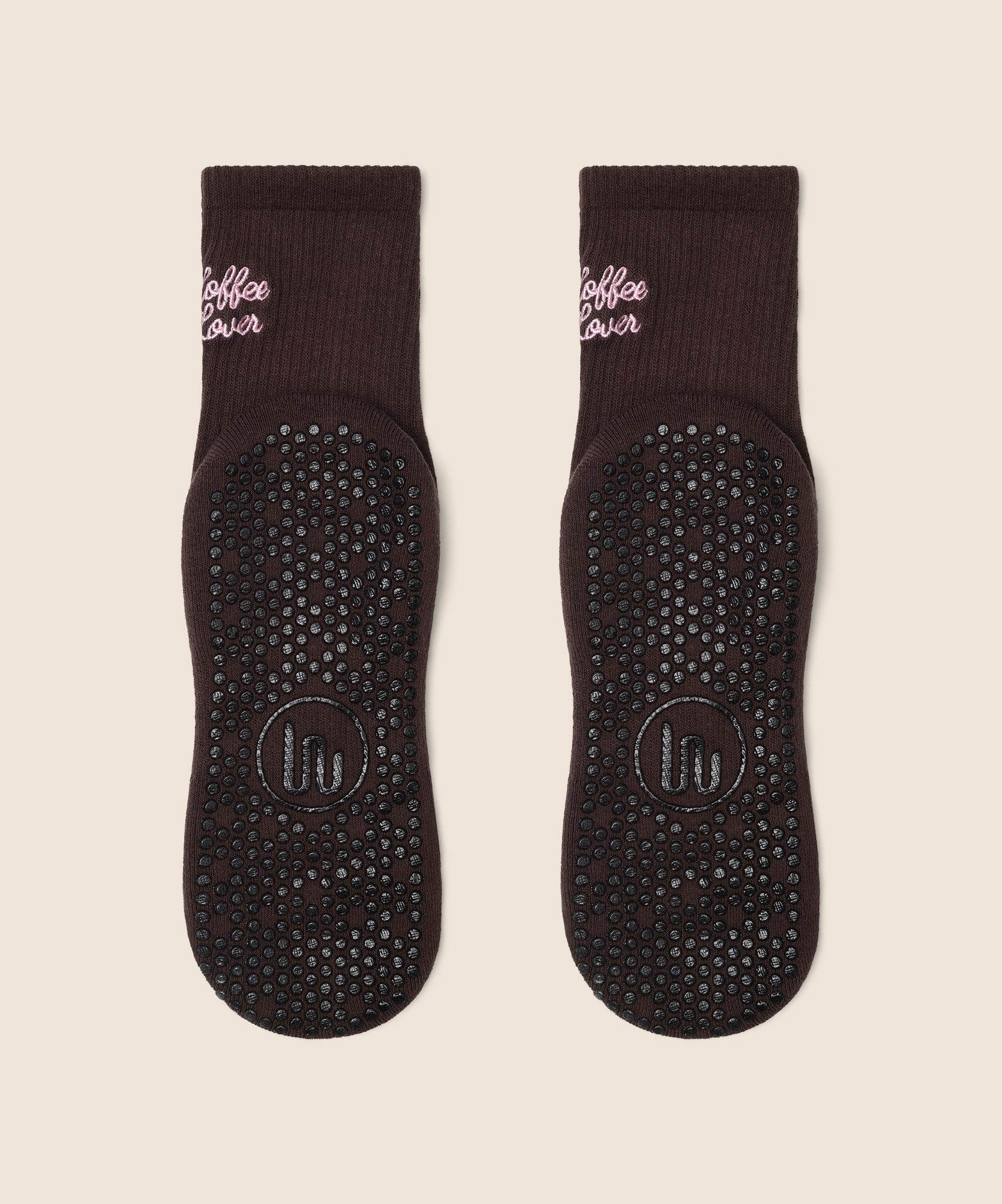 Crew Non Slip Grip Socks - Coffee Lover