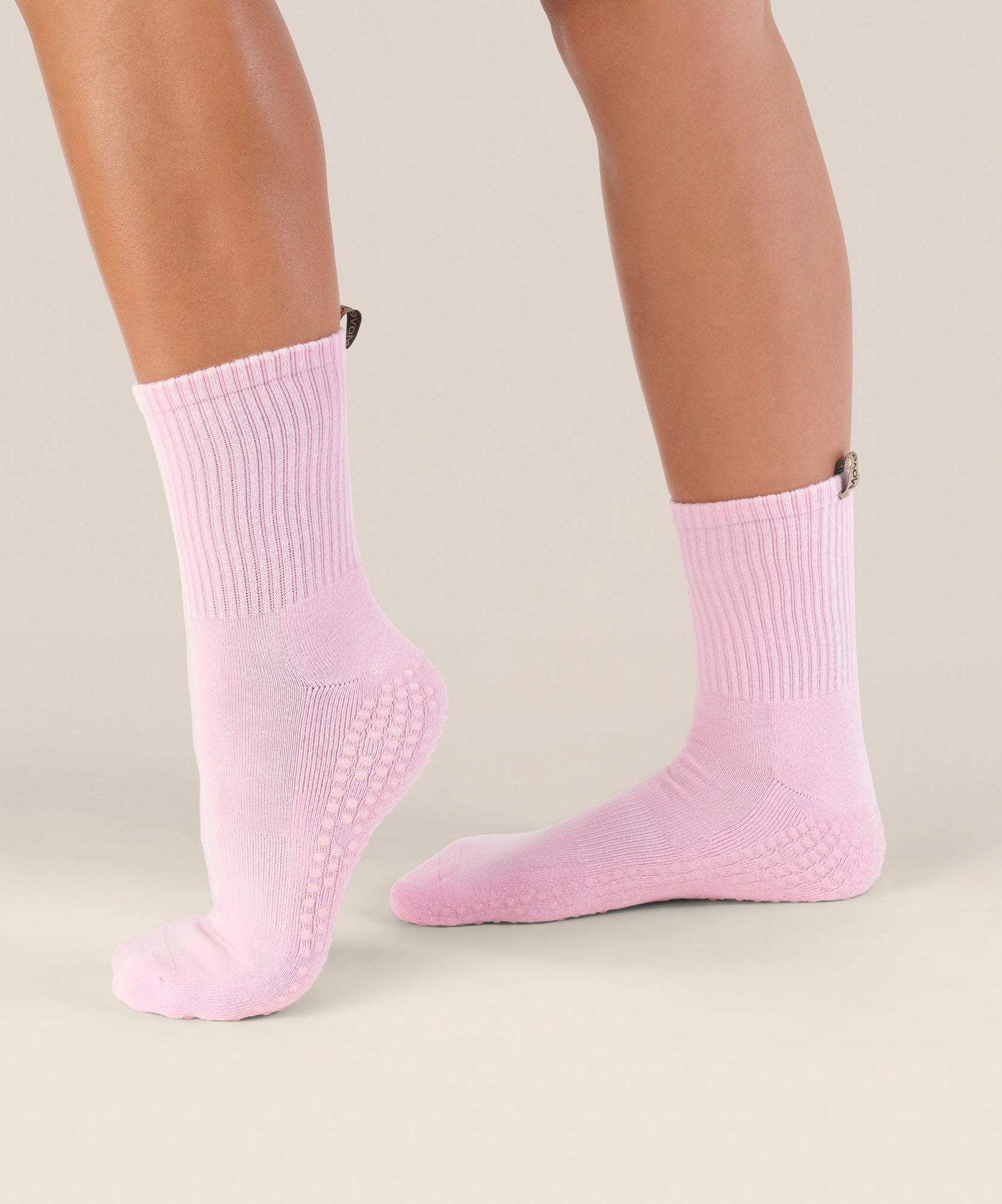 Crew Non Slip Grip Socks - Vintage Rib Cool Pink