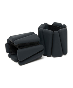 Wrist weights in black color, each weighing 05kg, for workout and fitness training purposes