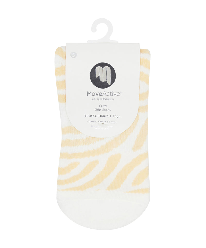 Seashell swirl crew socks with non-slip grip for stability and style