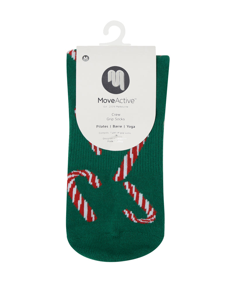 Holiday-themed Crew Non Slip Grip Socks with non-slip technology for safety