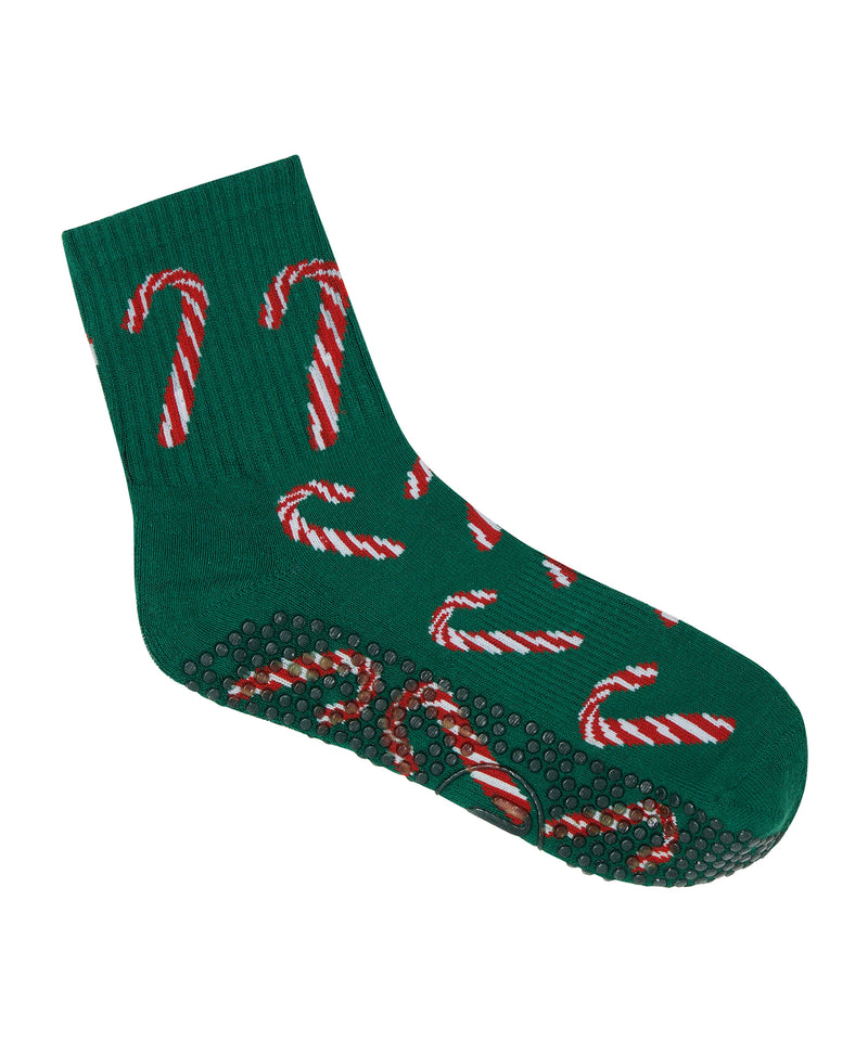 High-quality Crew Non Slip Grip Socks with festive Candy Canes design