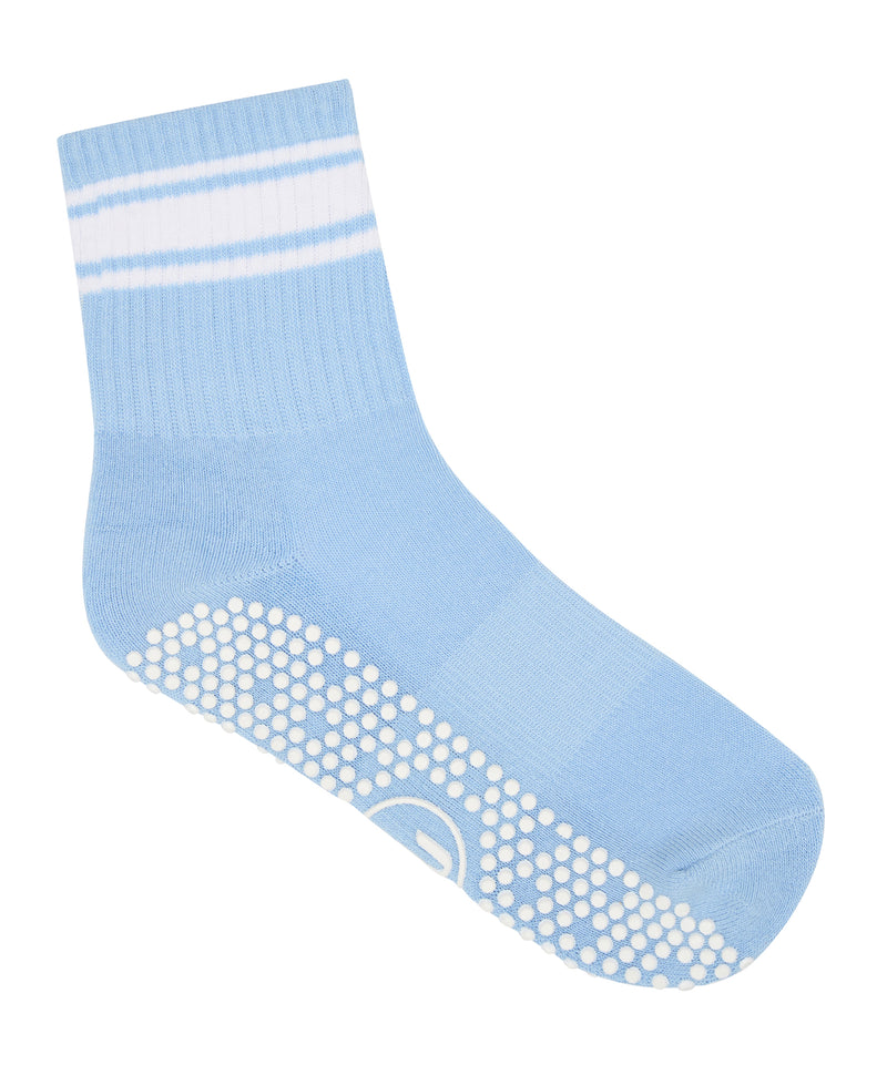 Crew Non Slip Grip Socks - Powder Blue Stripes