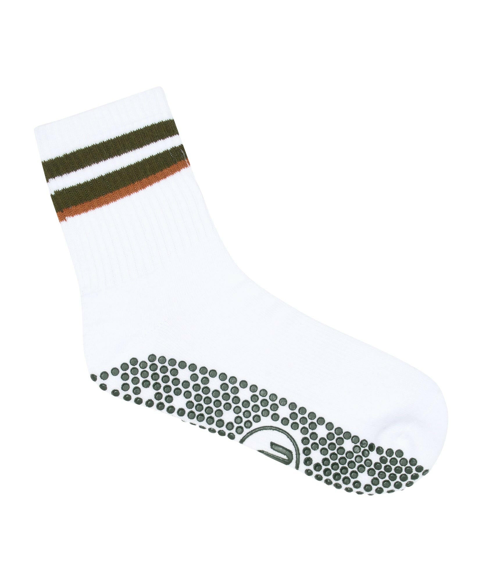 Men's Crew Non Slip Grip Socks - Ivory Earth.