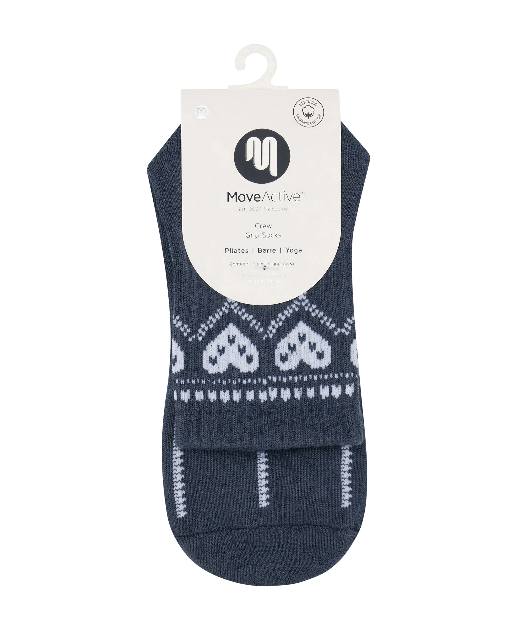 Crew Non Slip Grip Socks - Alpine Heart French Navy