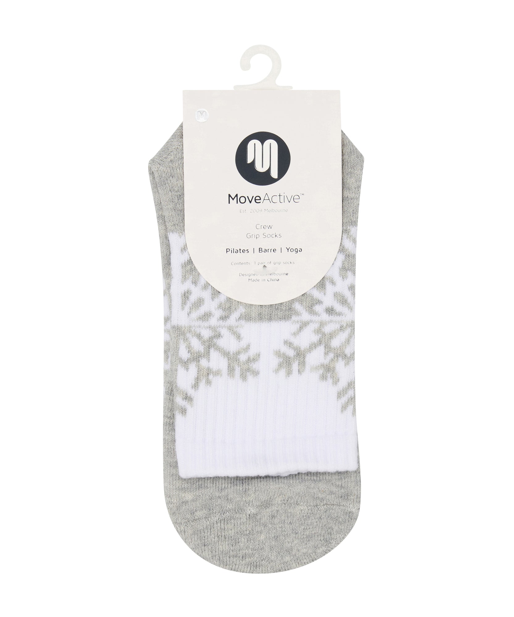 Crew Non Slip Grip Socks - Snowflake Marle