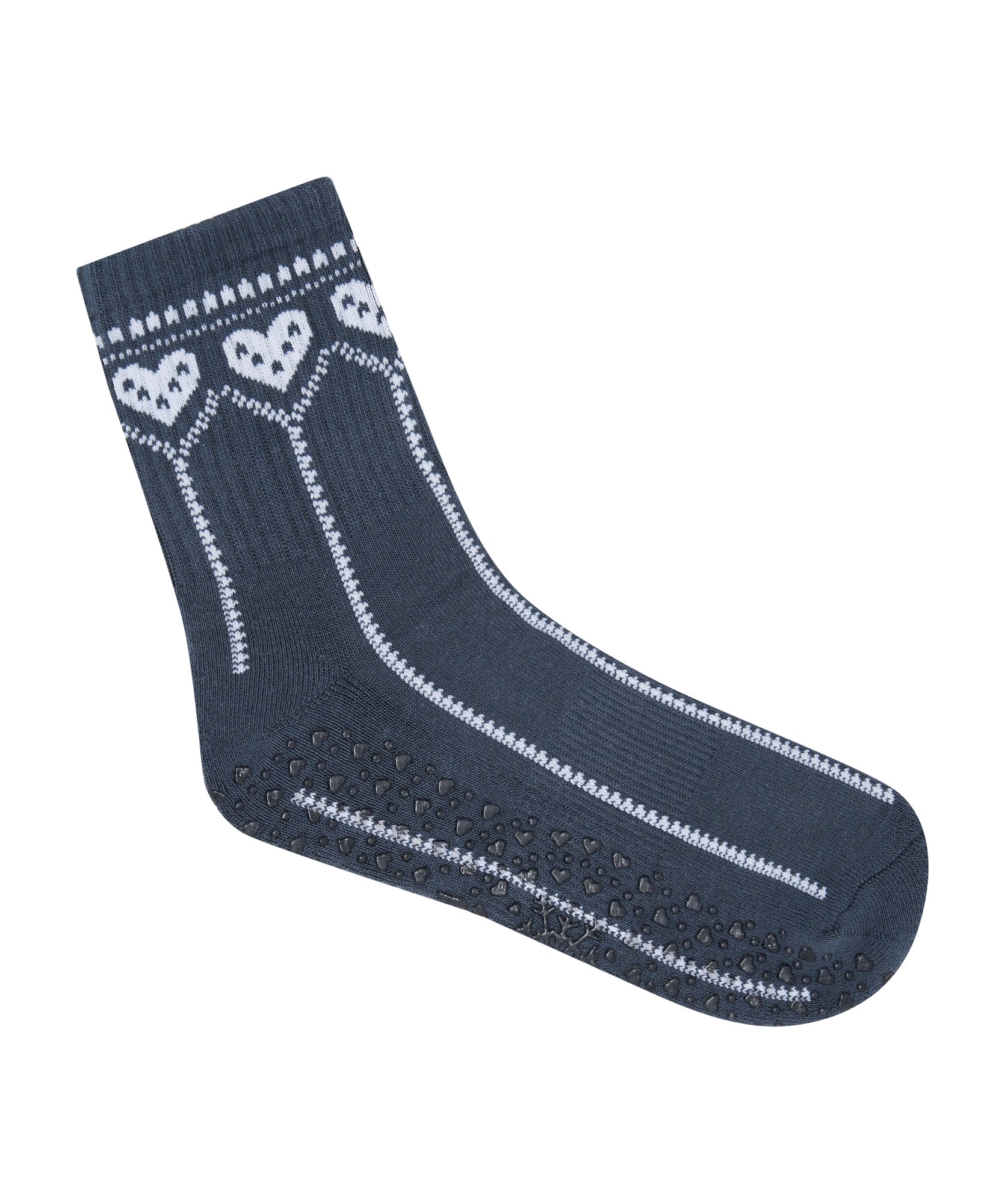 Crew Non Slip Grip Socks - Alpine Heart French Navy