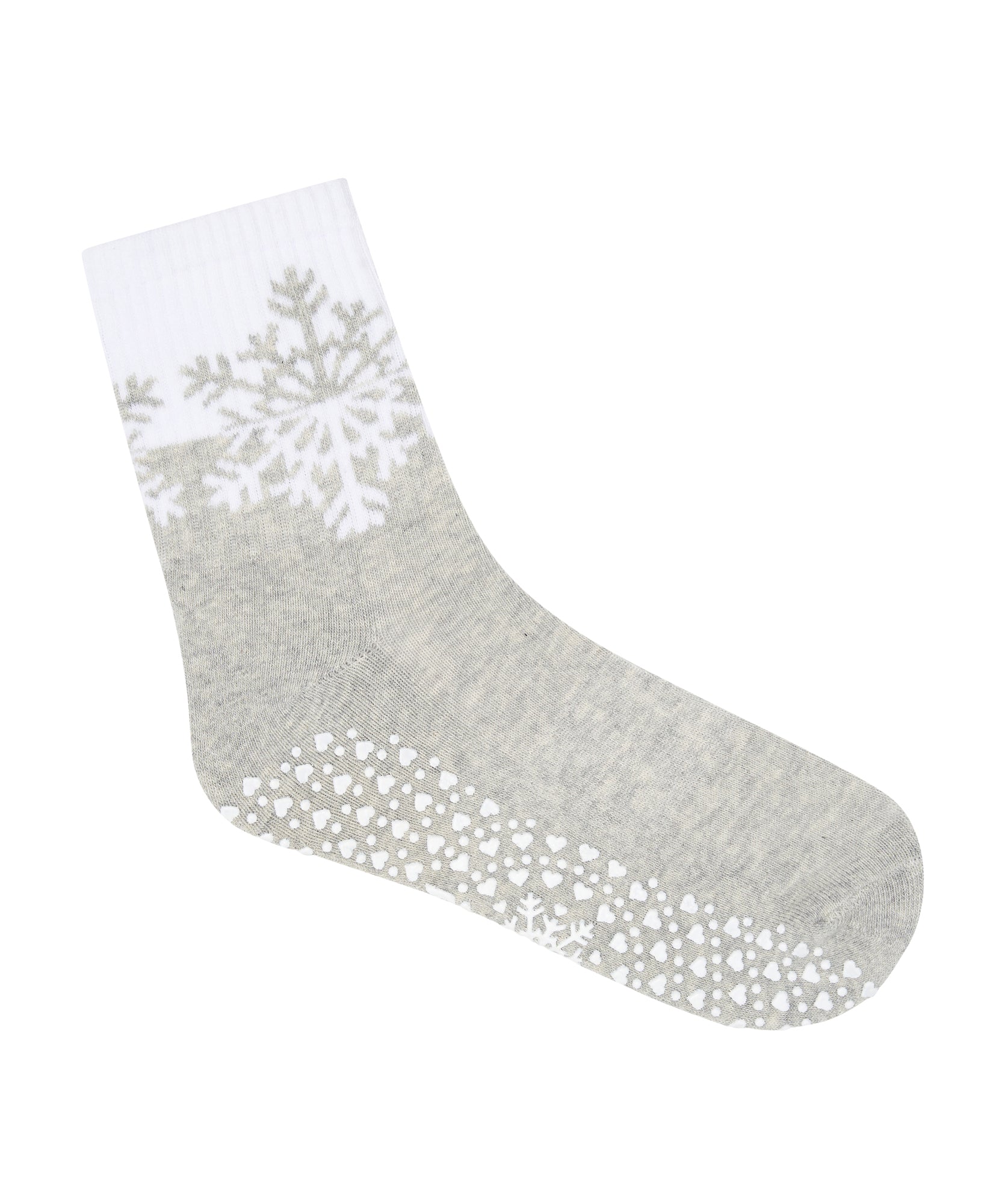 Crew Non Slip Grip Socks - Snowflake Marle