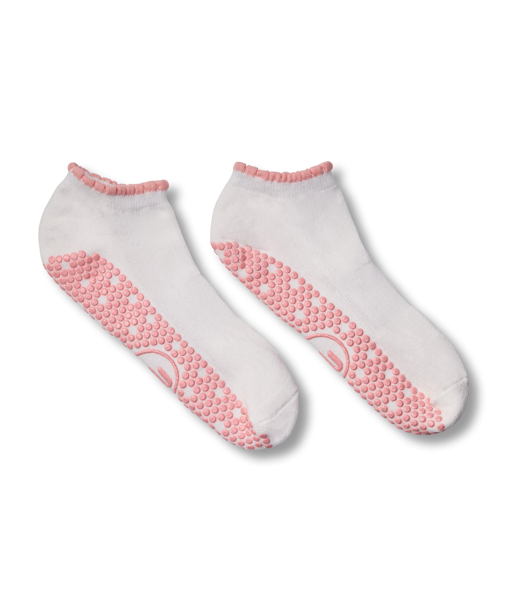 Classic Low Rise Grip Socks - Ivory Pink Frill