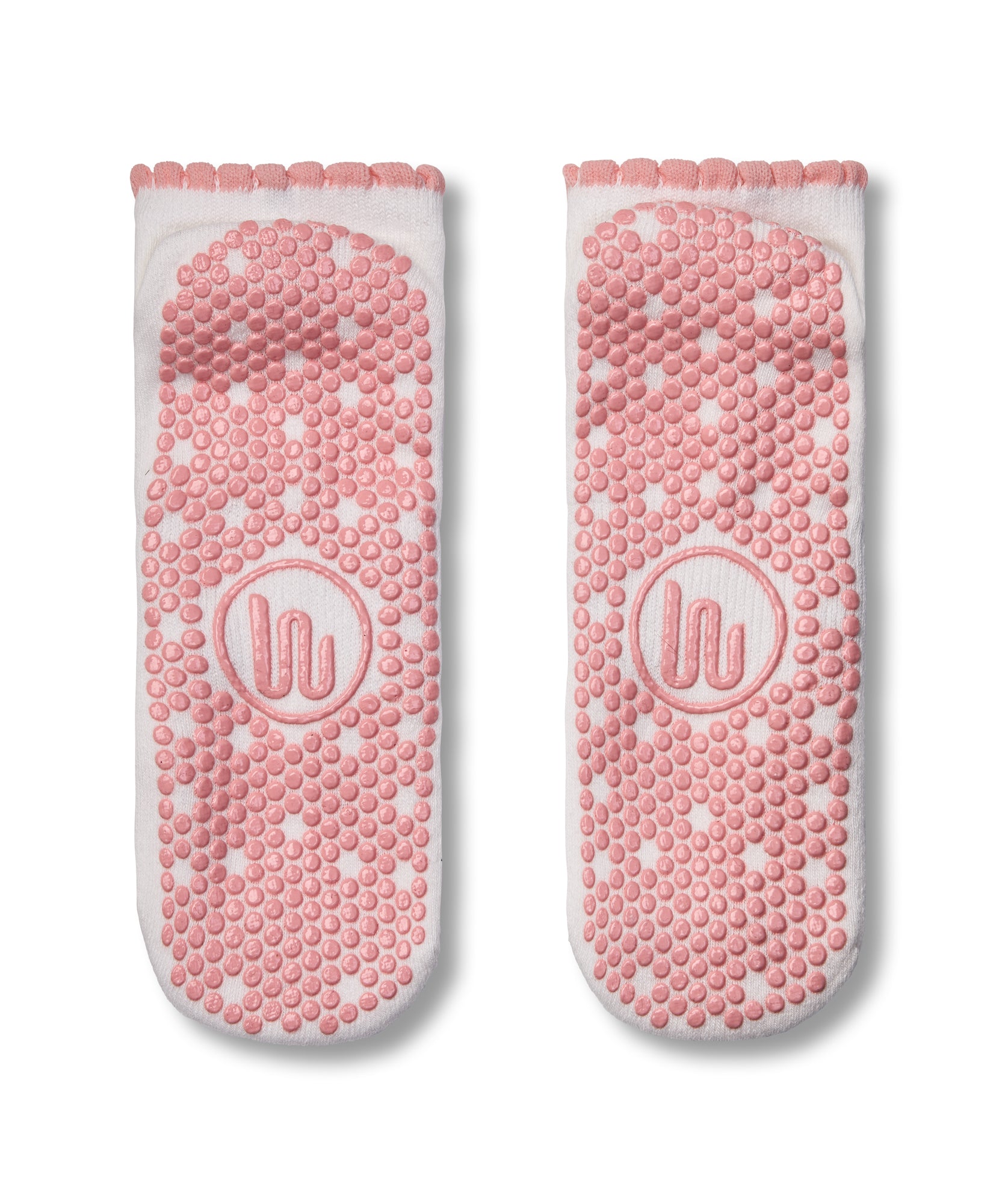 Classic Low Rise Grip Socks - Ivory Pink Frill