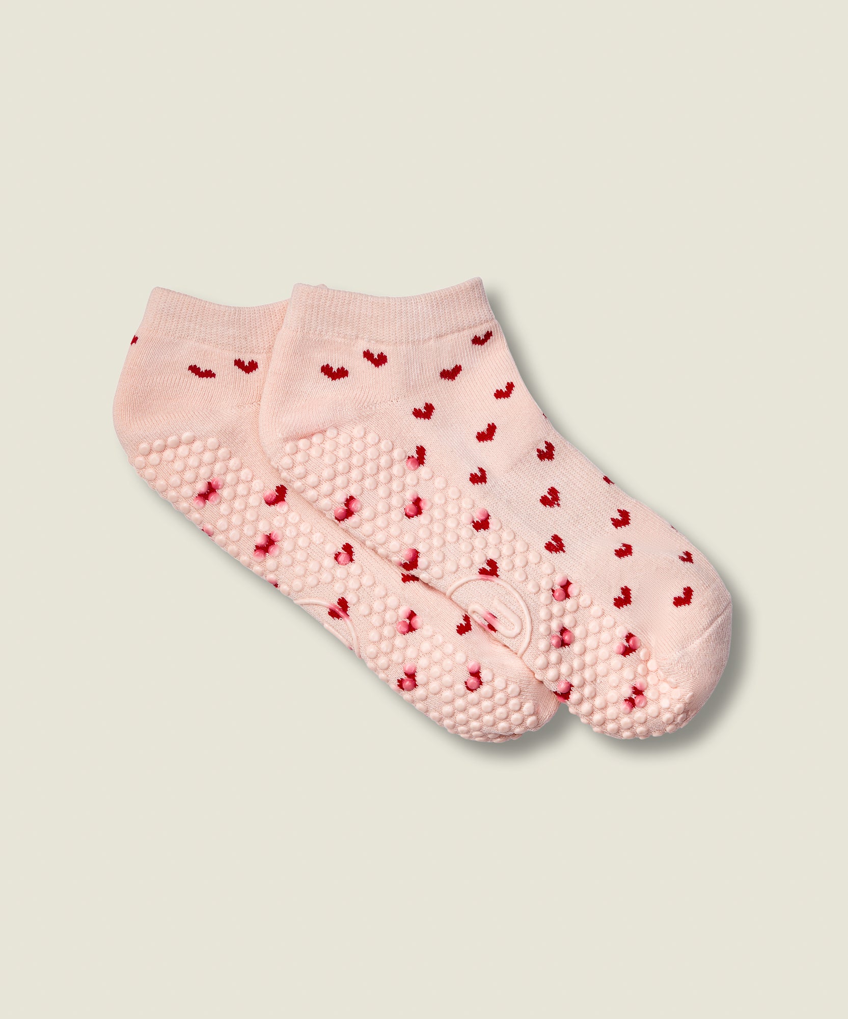 Classic Low Rise Grip Socks - Pink Heart