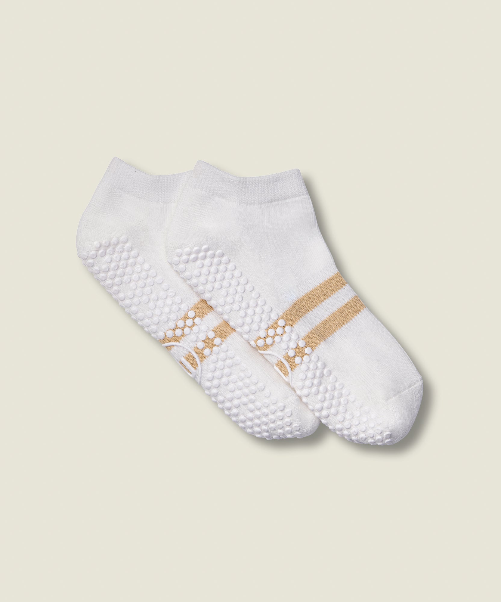 Classic Low Rise Grip Socks - Ivory Almond Stripe
