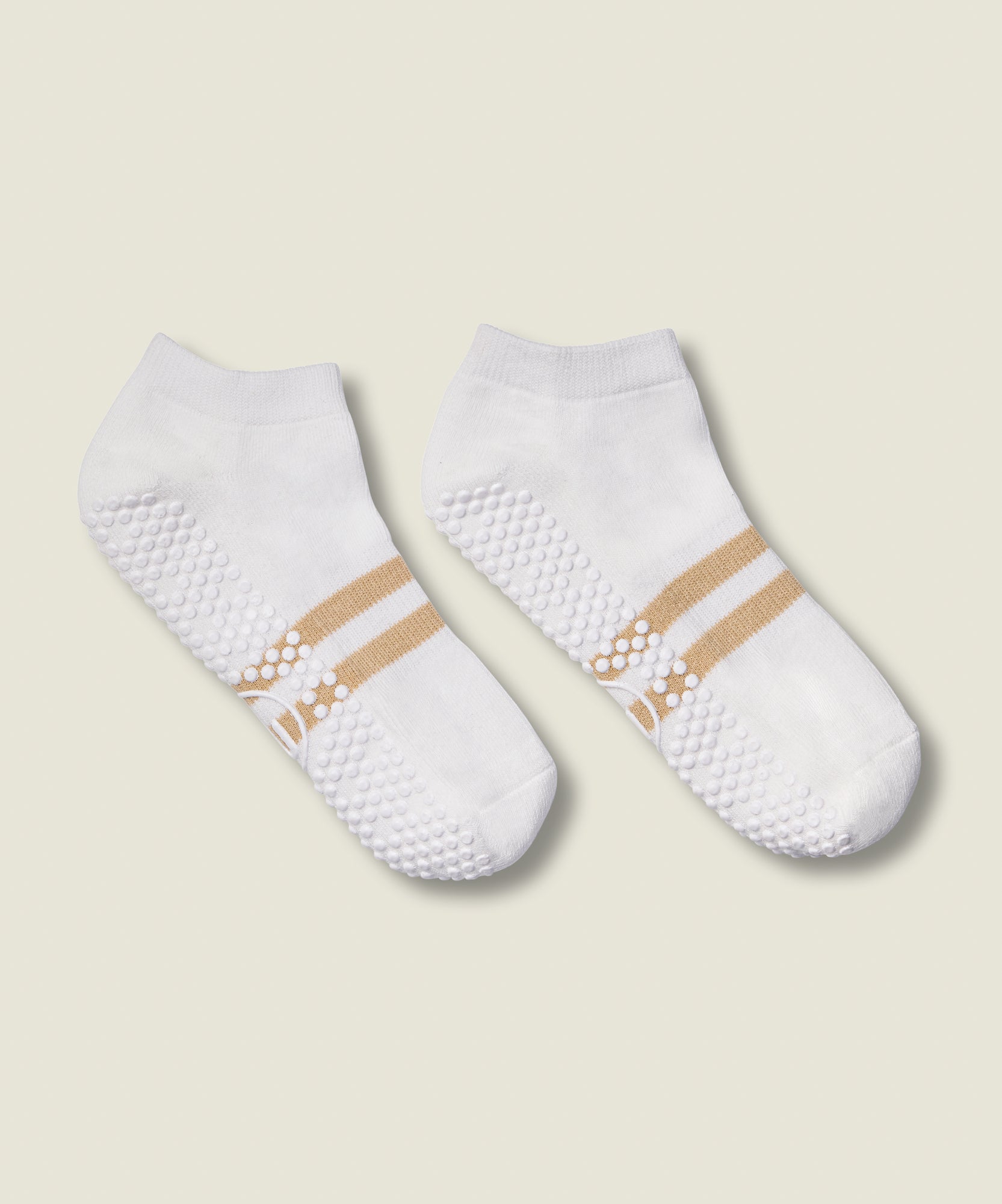 Classic Low Rise Grip Socks - Ivory Almond Stripe