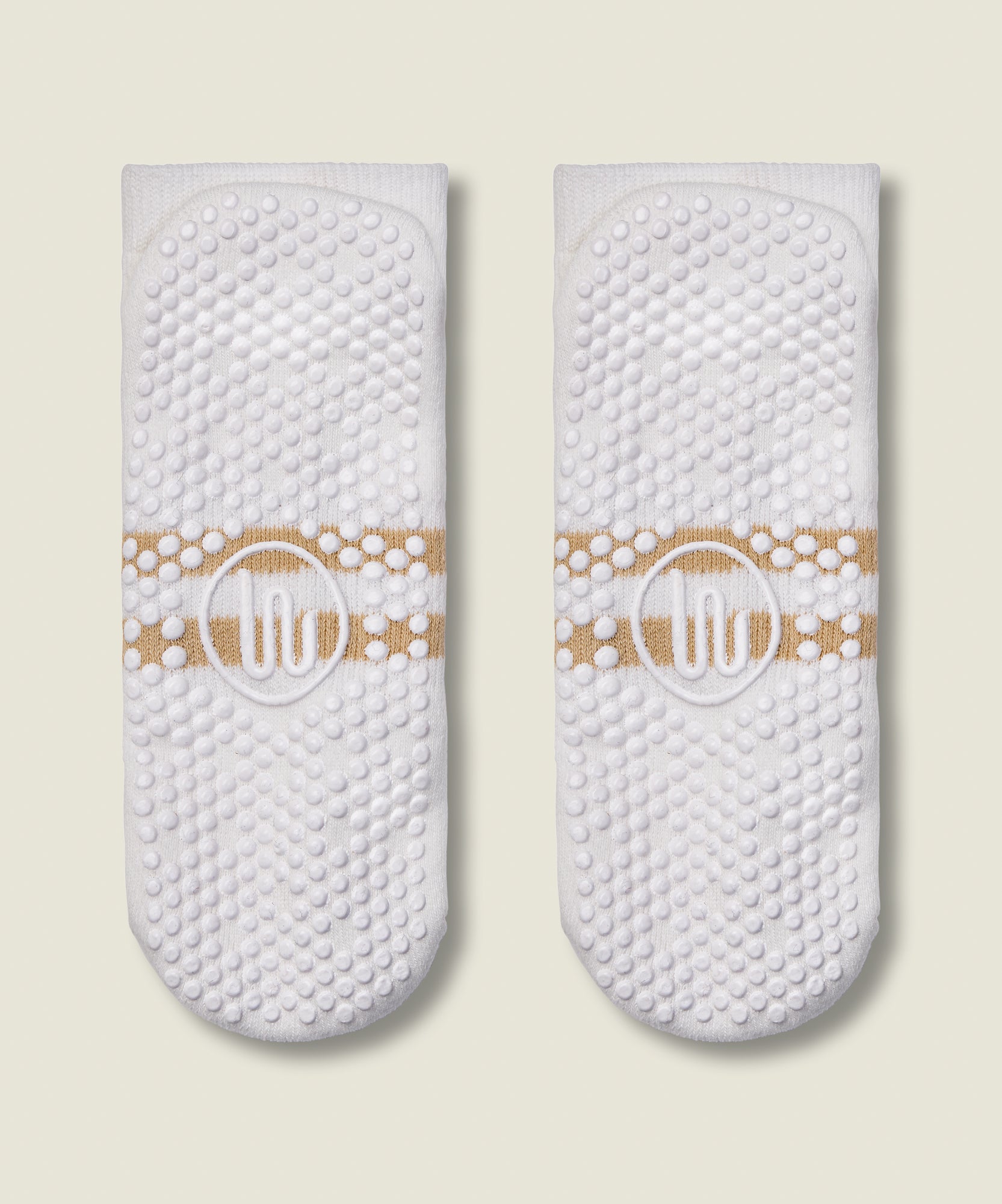Classic Low Rise Grip Socks - Ivory Almond Stripe