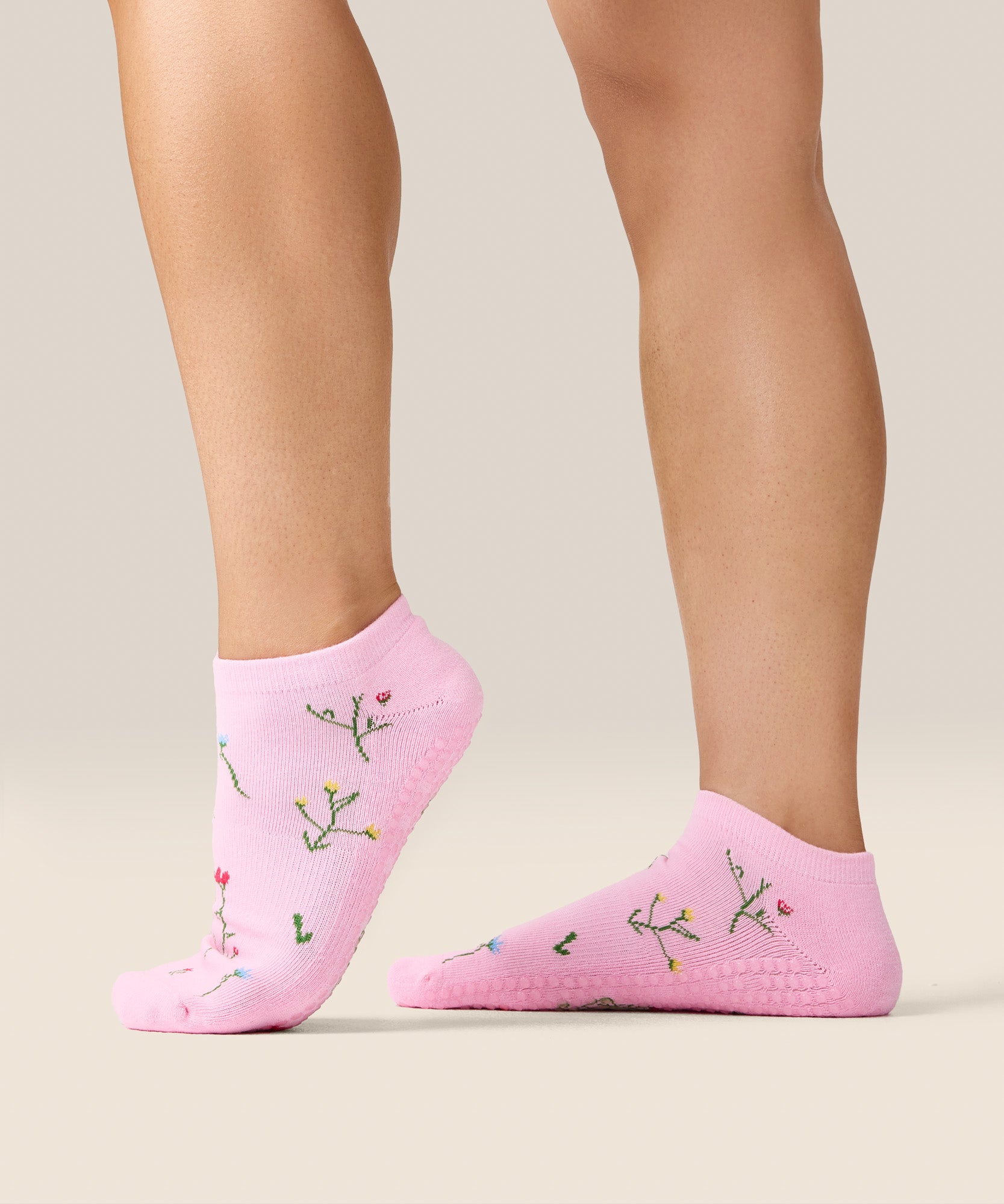 Low Rise Grip Socks - Wildflower Pink