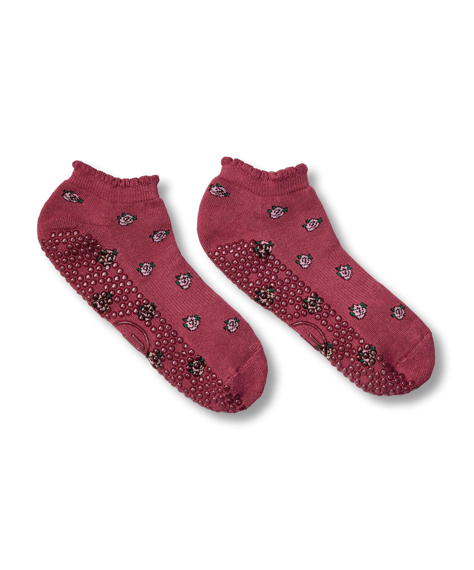 Classic Low Rise Grip Socks - Wild Rose Berry