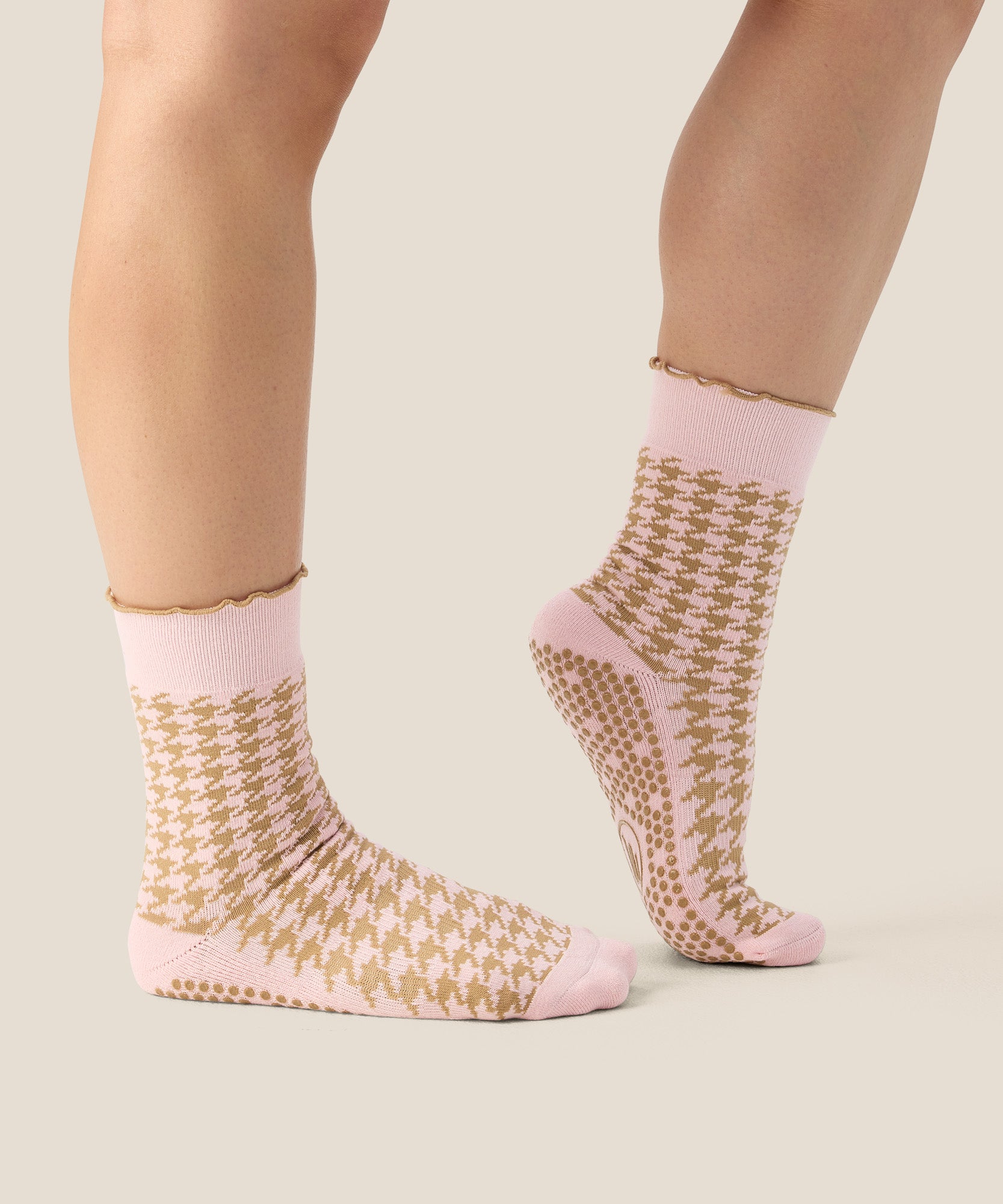 Crew Grip Socks - Houndstooth Blush