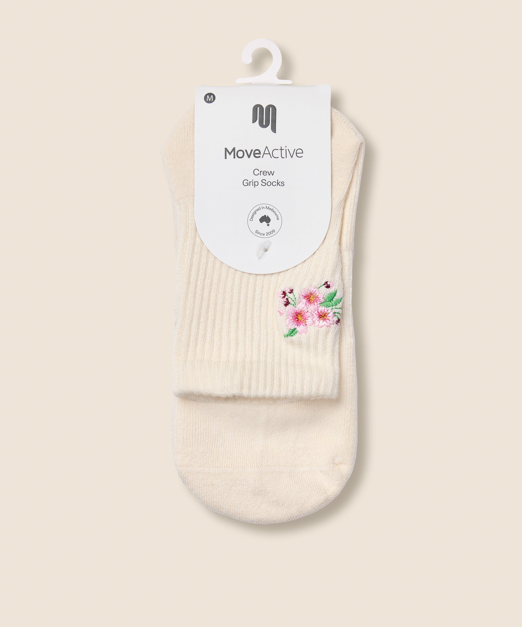 Crew Grip Socks - Cherry Blossom Ivory