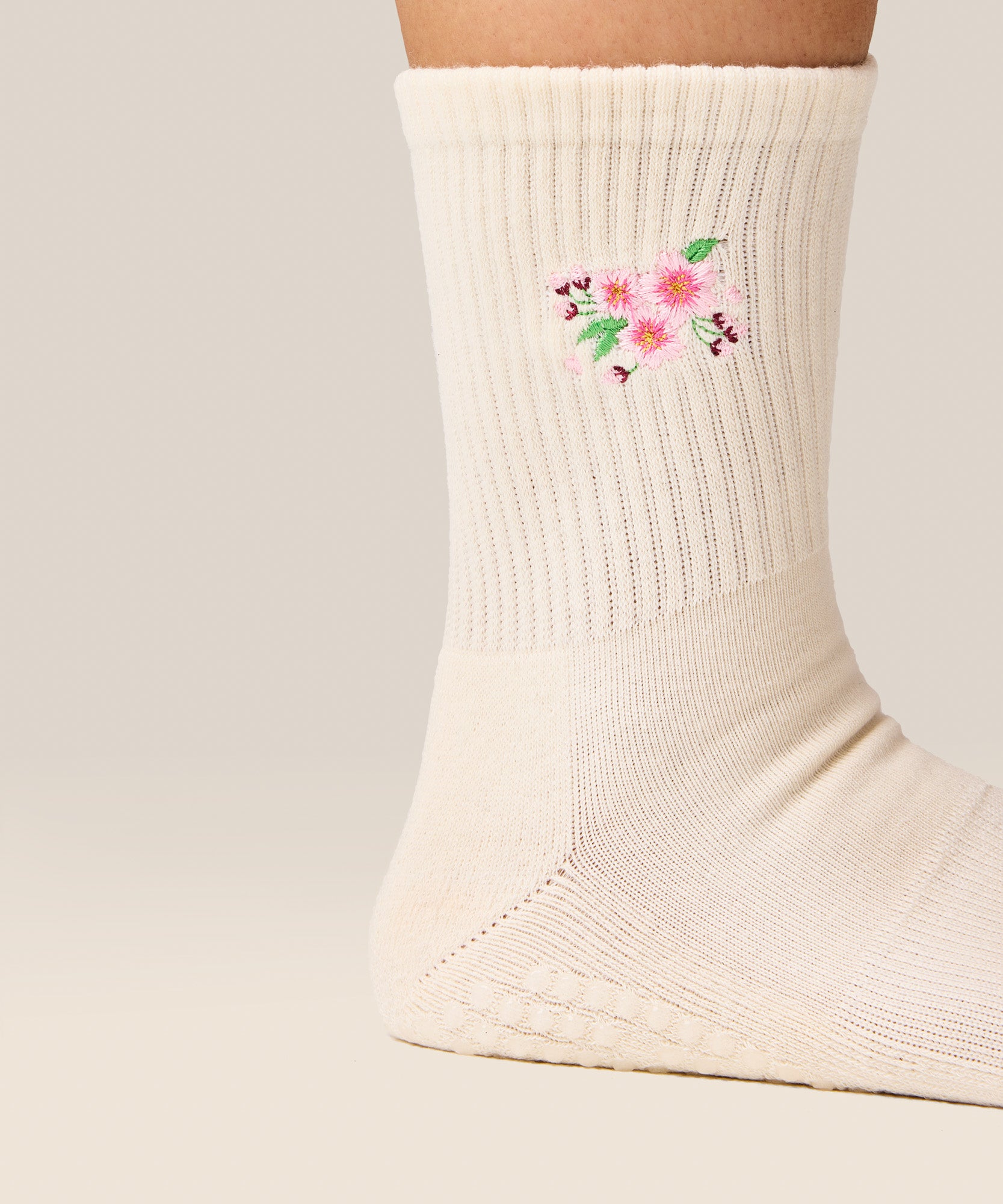 Crew Grip Socks - Cherry Blossom Ivory