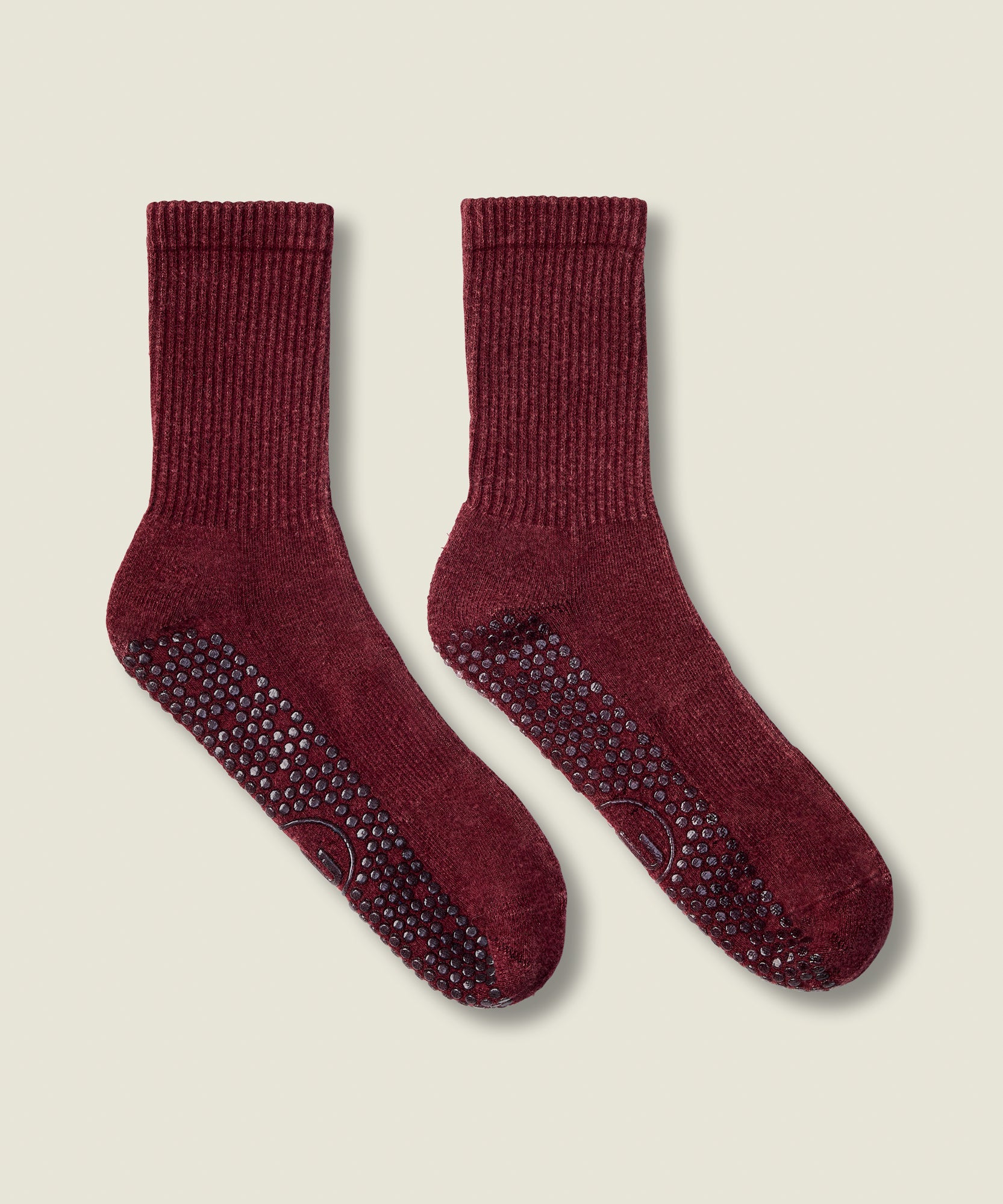 Crew Non Slip Grip Socks - Dusty Mulberry