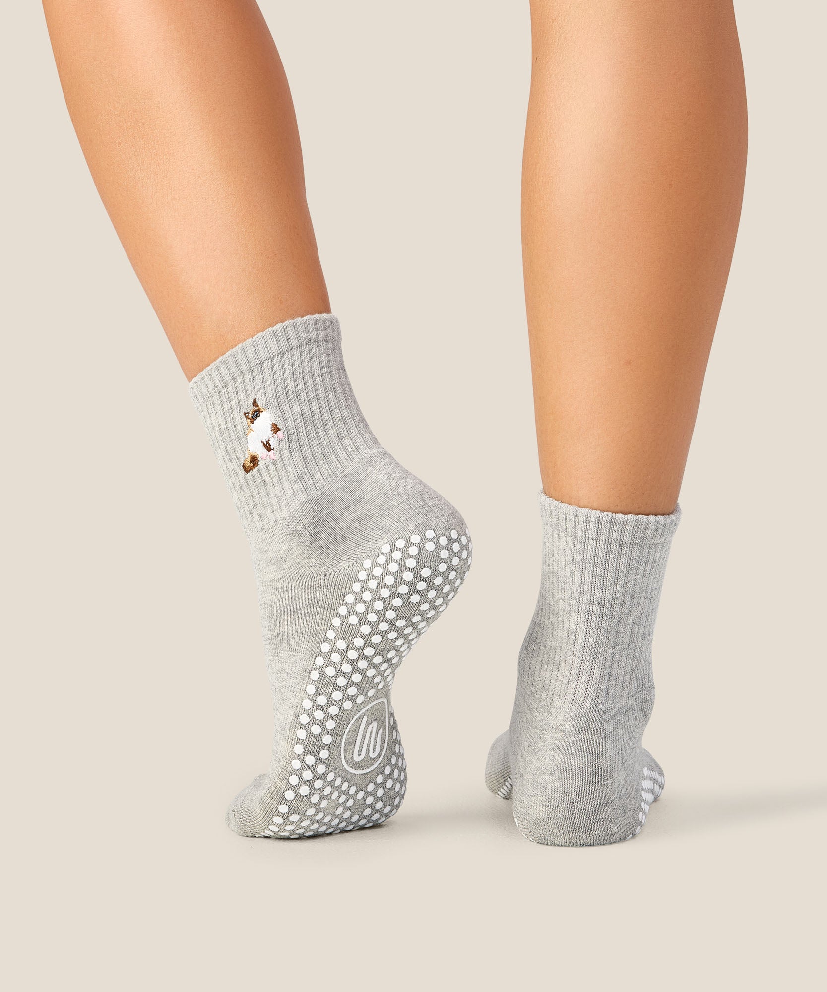 Crew Grip Socks - Ginger Cat Grey Marle