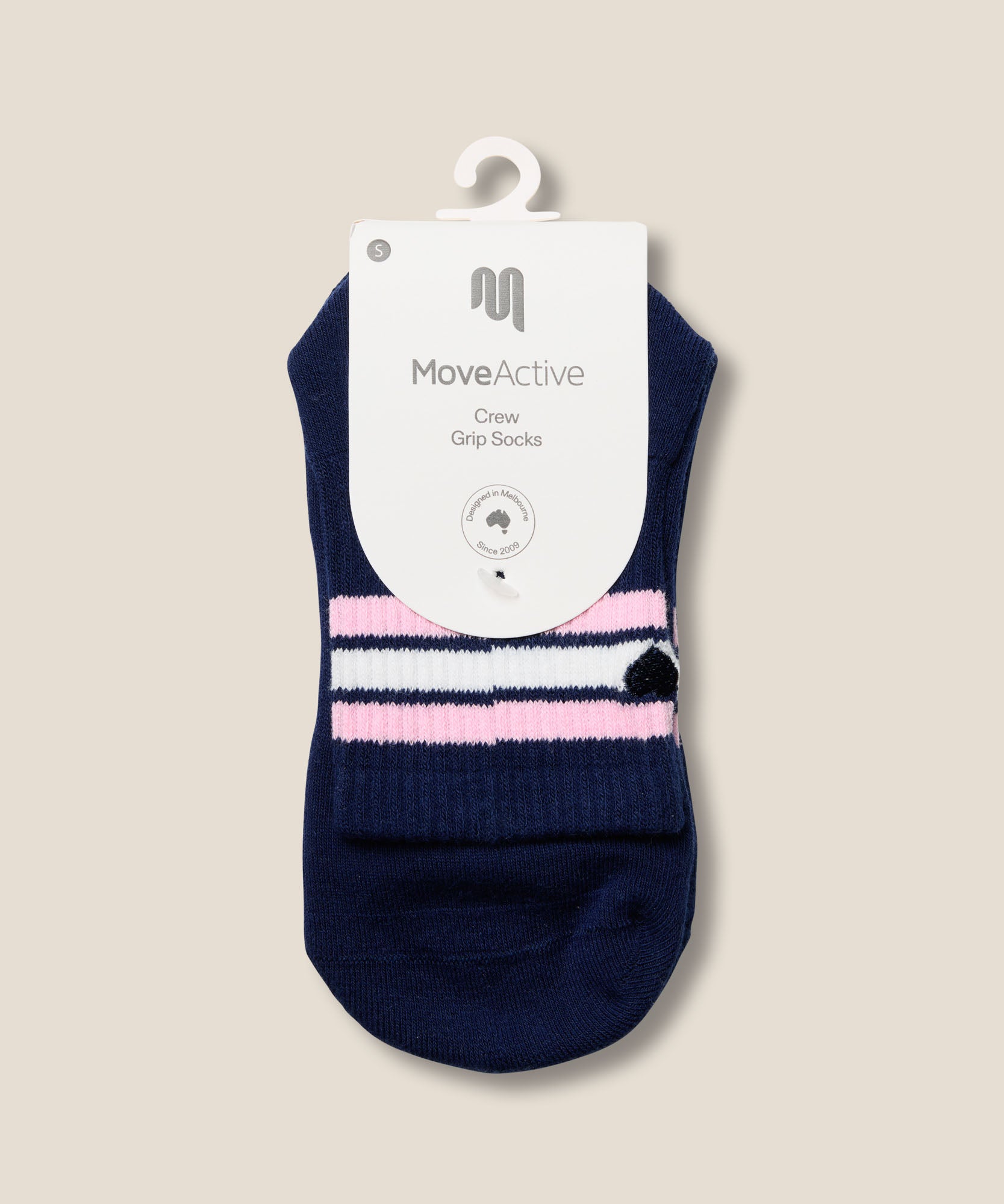 Crew Grip Socks - Mini-Heart Stripe Navy