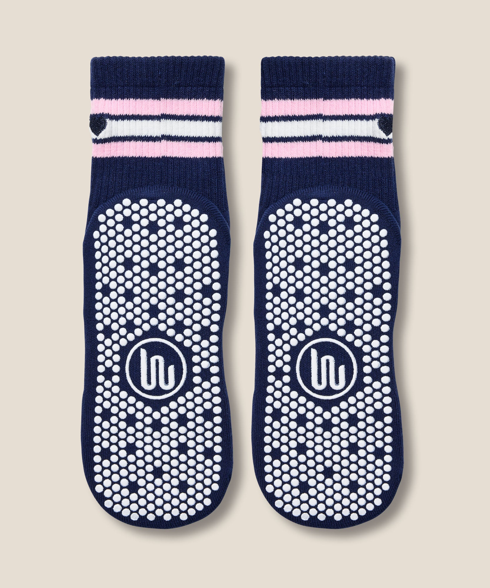Crew Grip Socks - Mini-Heart Stripe Navy