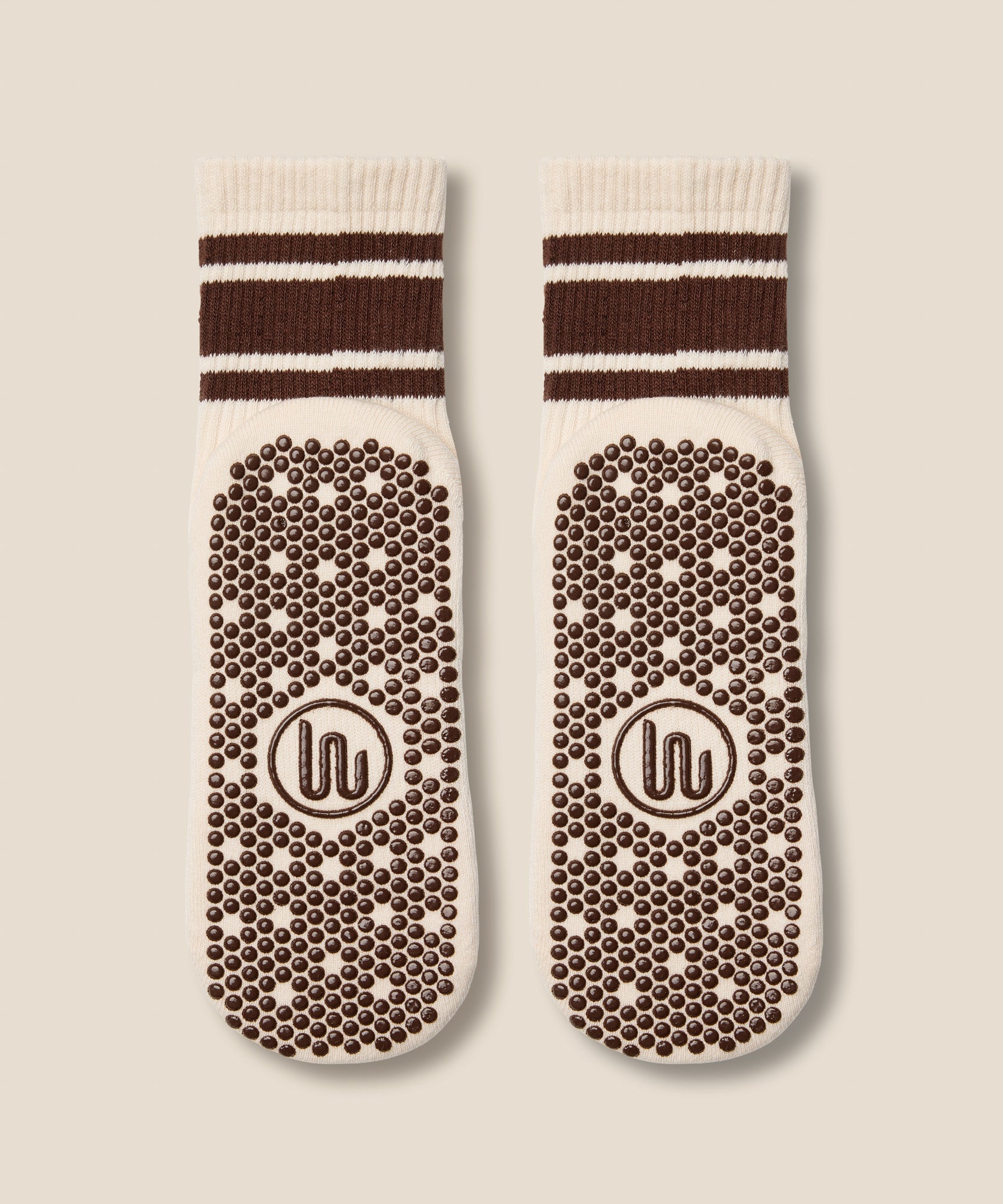 Crew Grip Socks - Oat Espresso Stripe