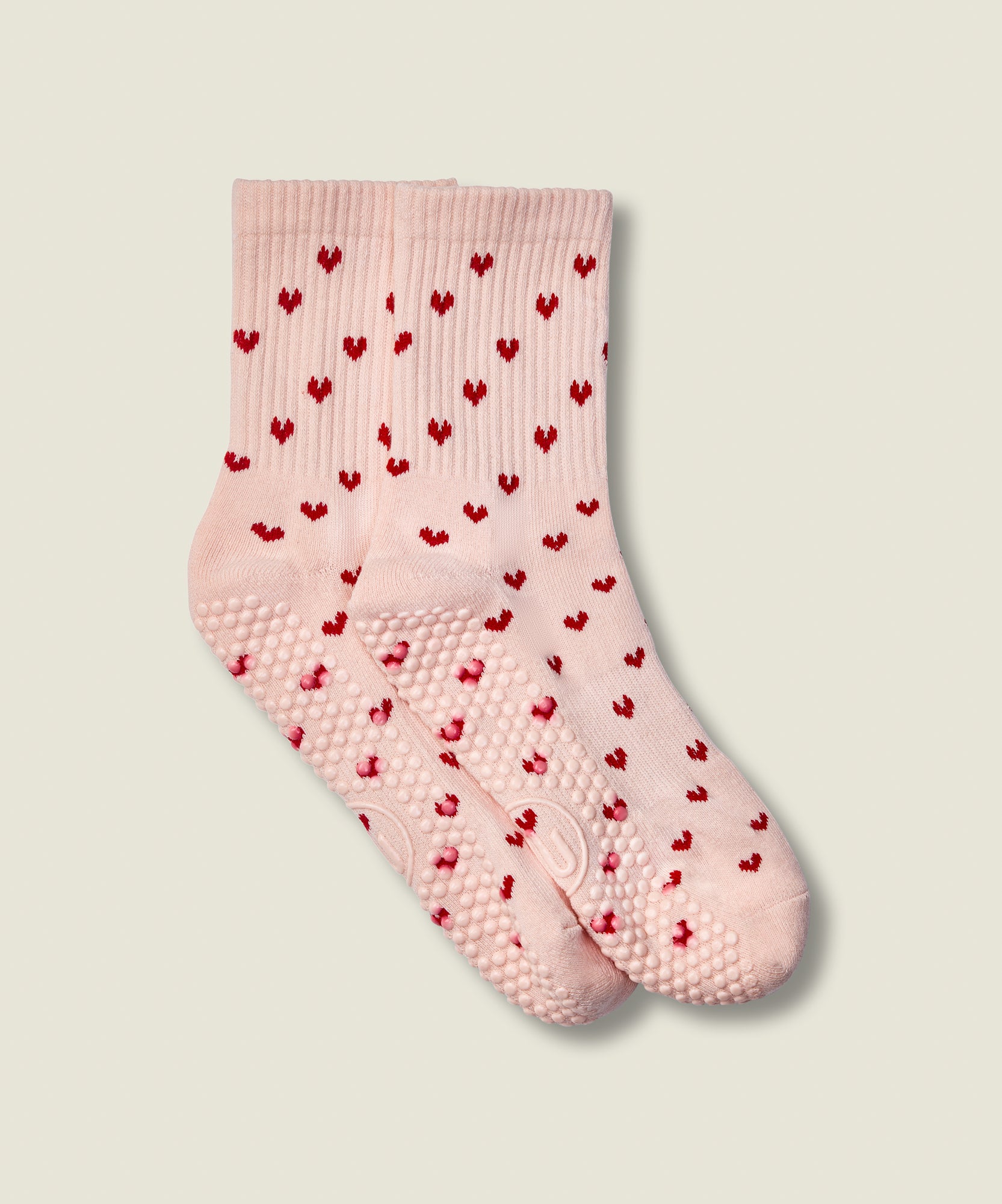 Crew Non Slip Grip Socks - Pink Hearts