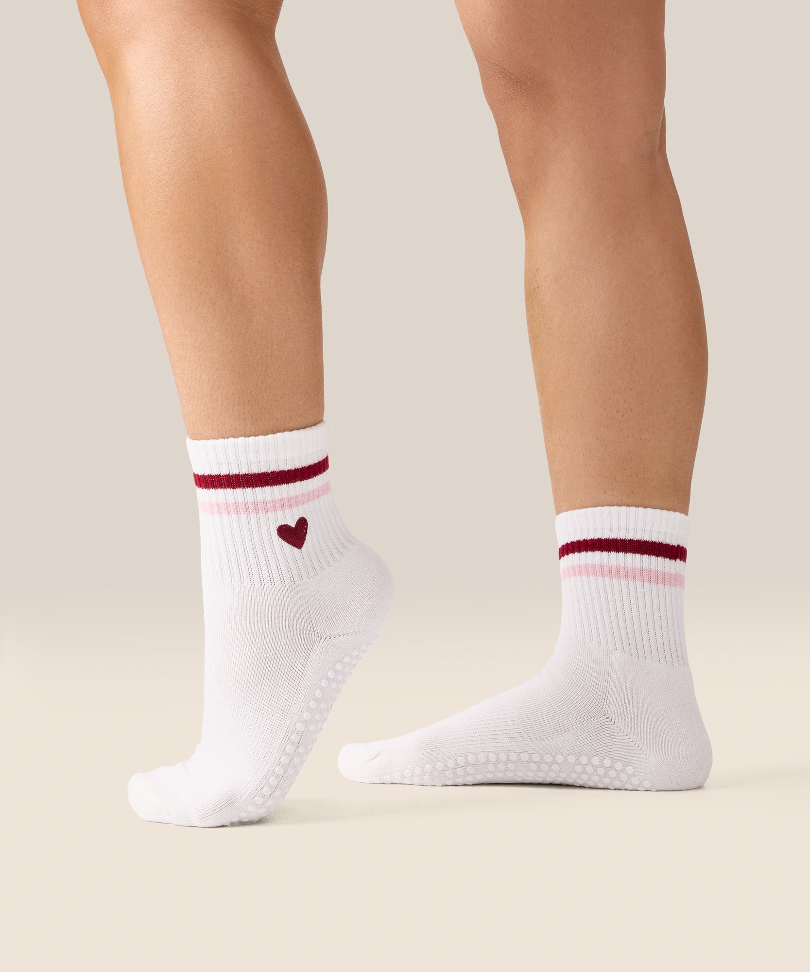 Crew Non Slip Grip Socks - Sweet Stripe Love