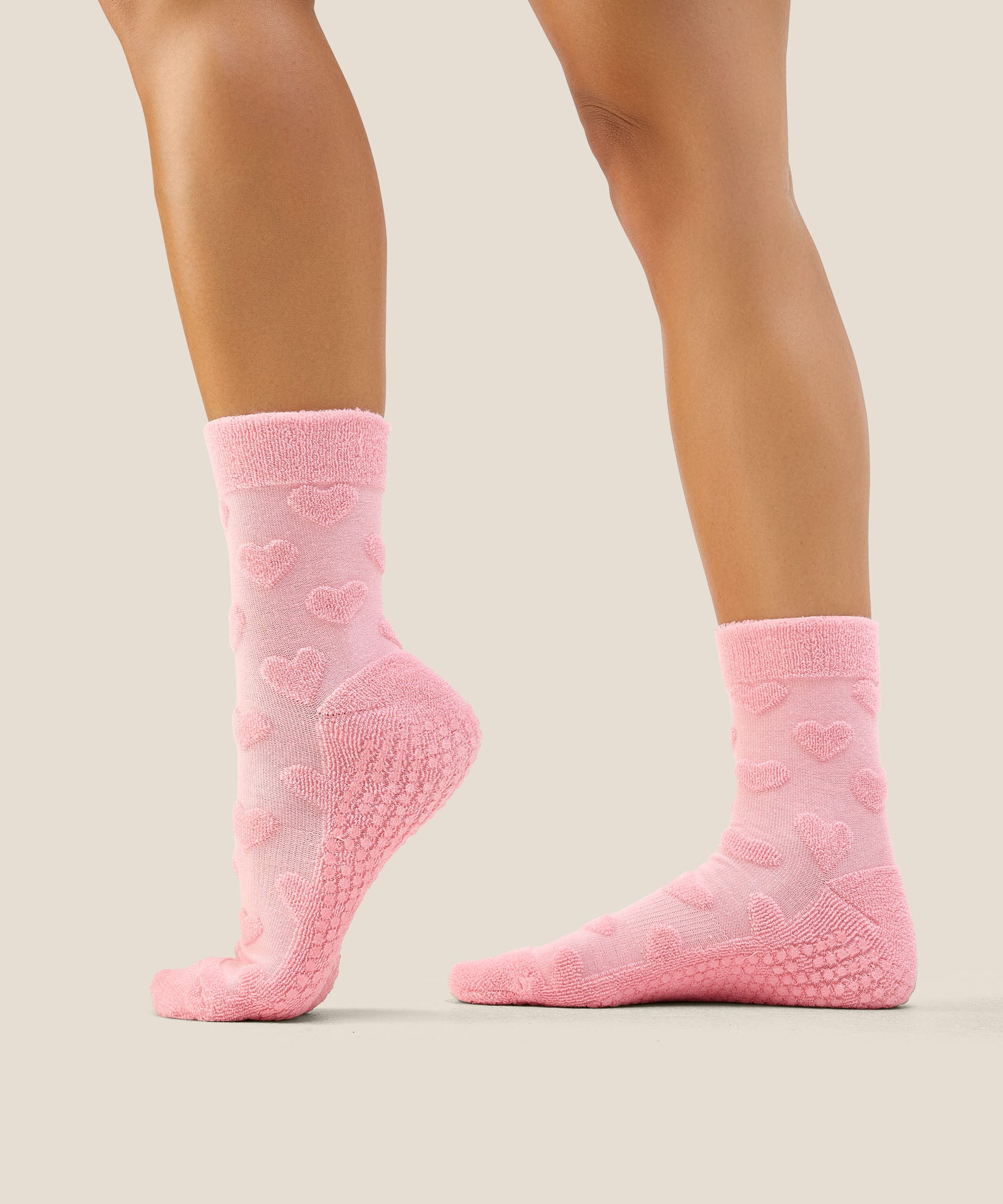 Crew Grip Socks - Terry Heart Pink