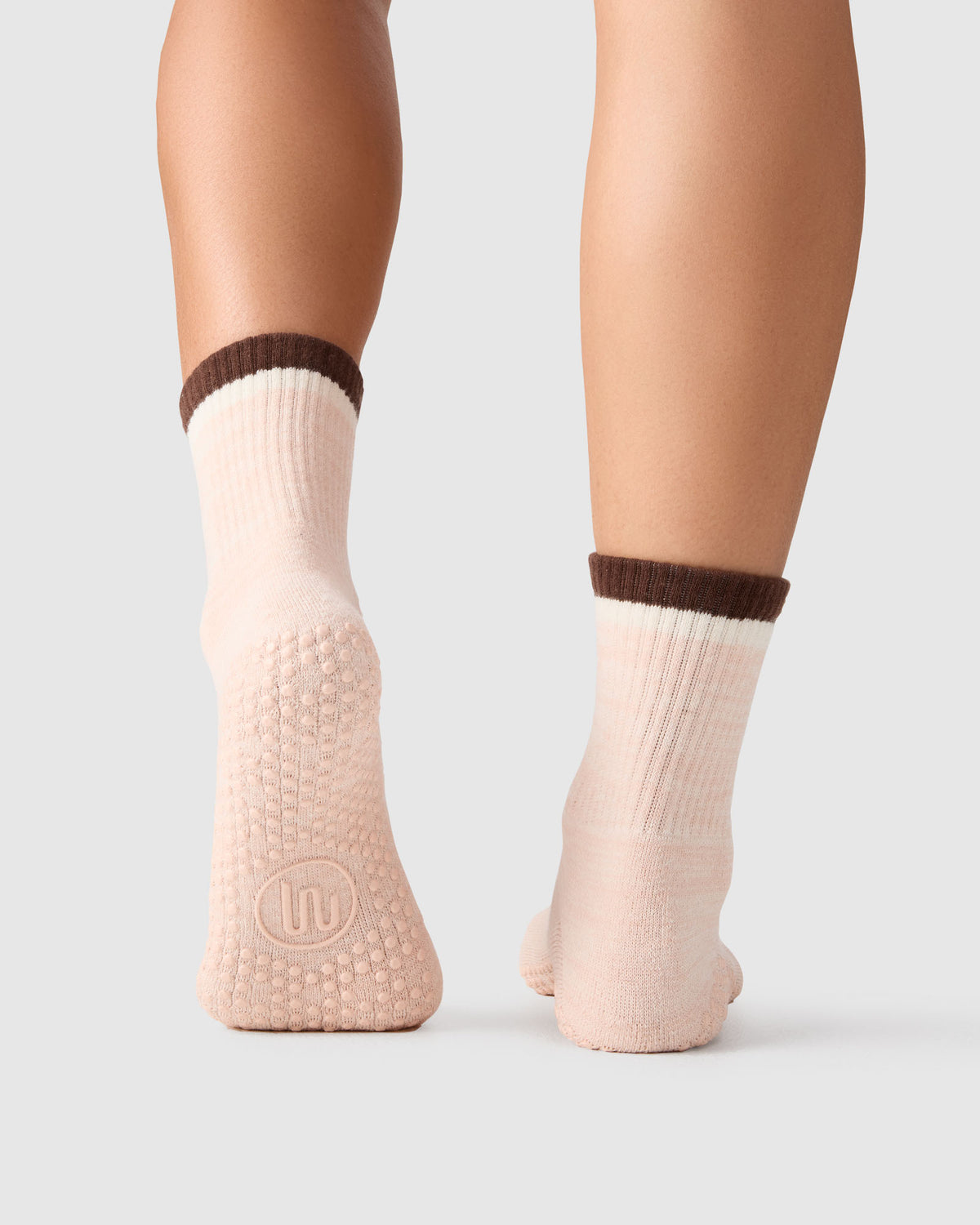 Crew Grip Sock - Block Stripes Soft Pink Marle & Espresso