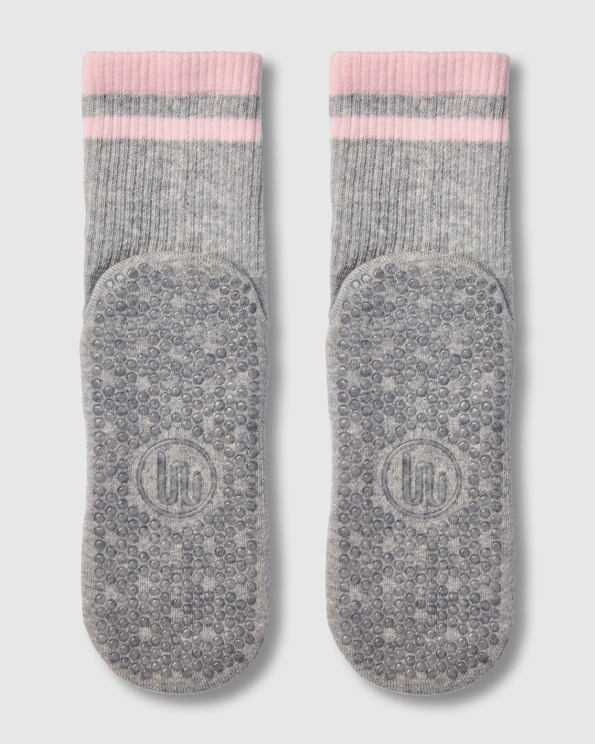 Crew Grip Sock - Retro Stripe Grey Marle & Sweet Pink