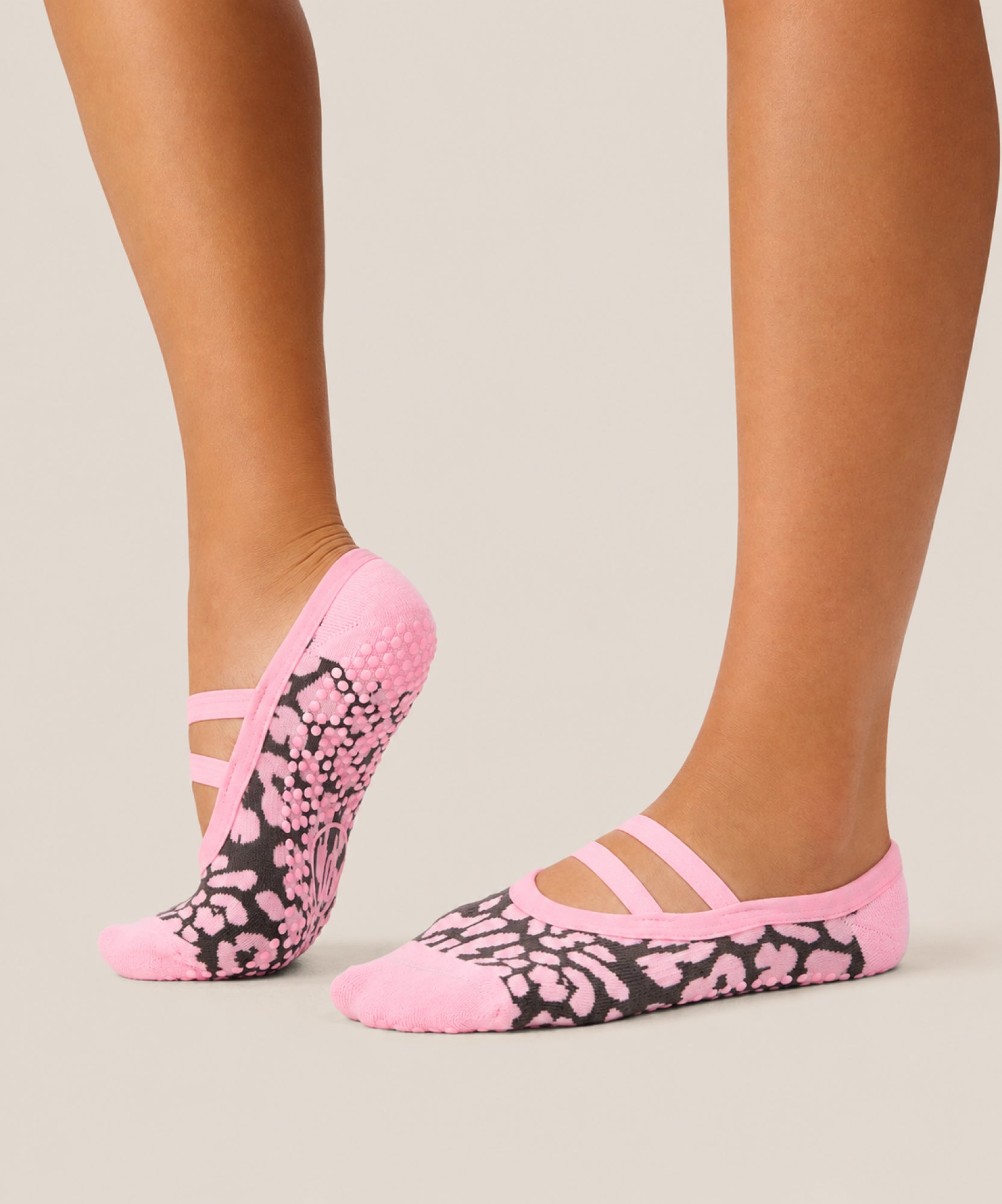 Ballet Grip Socks - Cheetah Pink