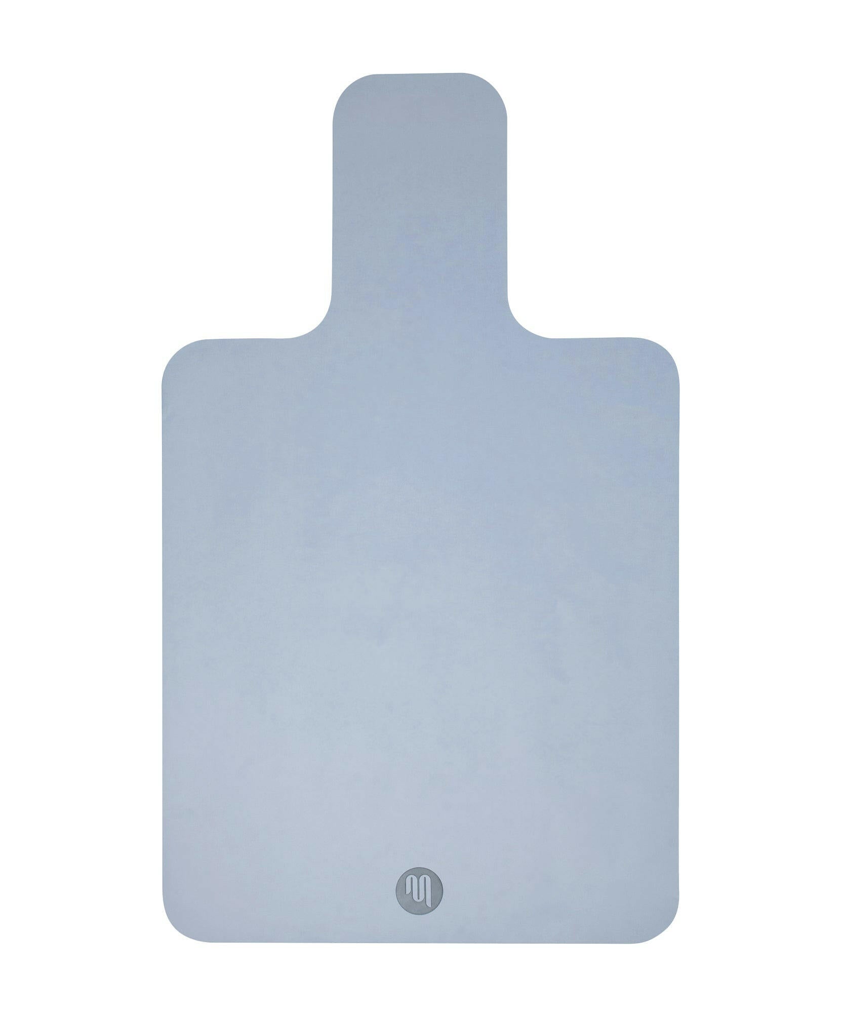 Vegan leather powder blue Pilates reformer mat with durable stitching and non-slip surface
