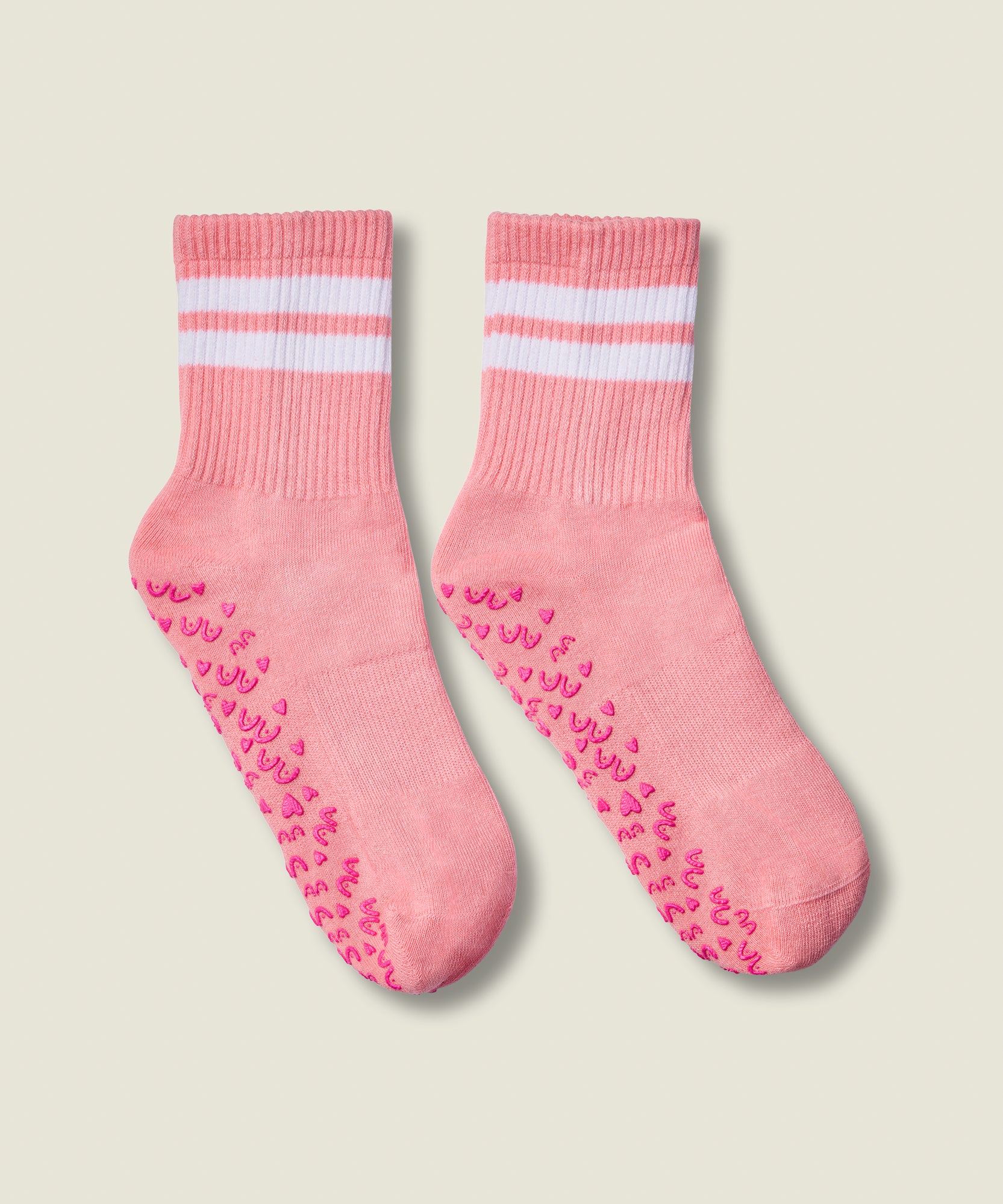 Crew Non Slip Grip Socks - Rose Stripe
