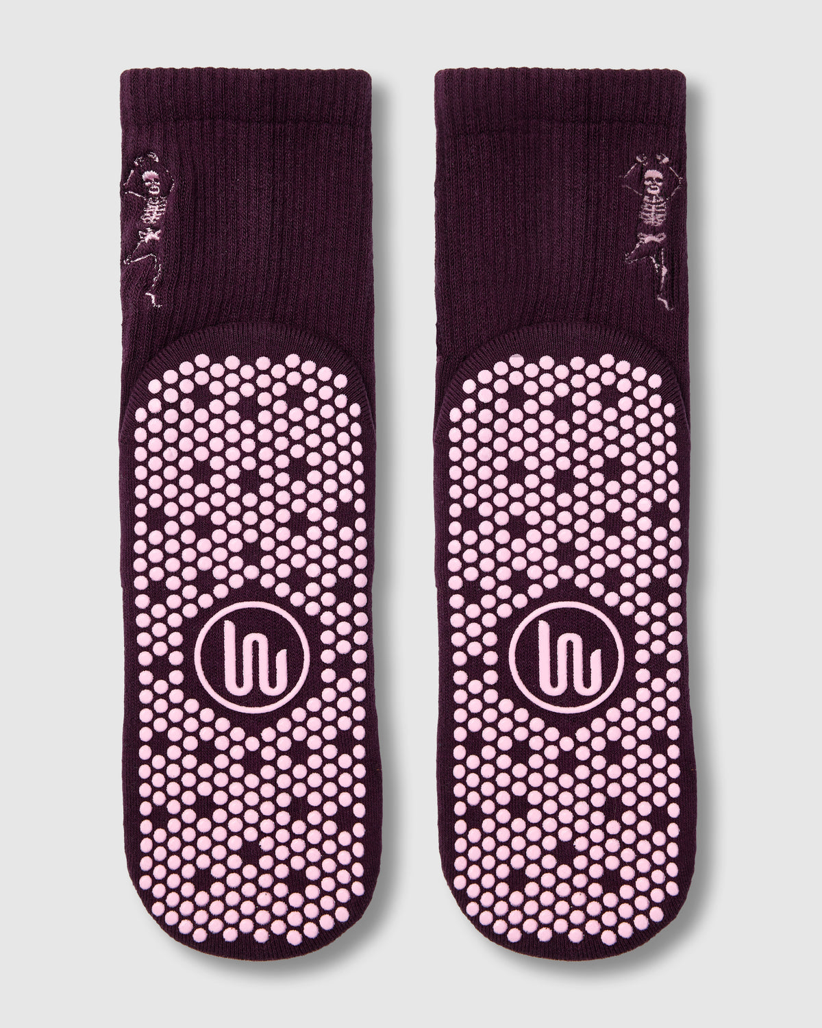 Crew Grip Socks - Pilates Skeleton Plum