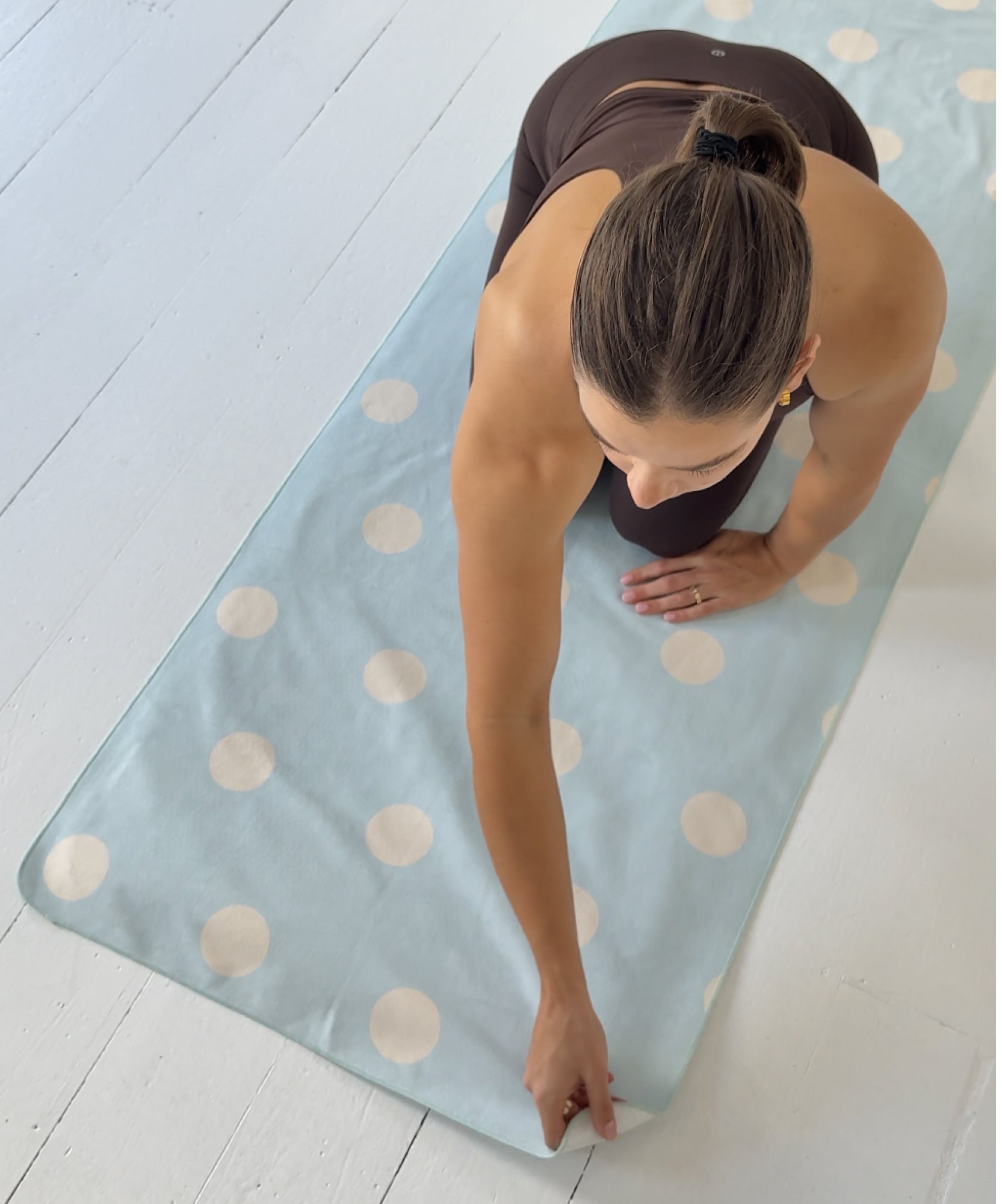 Mat Grip Towel - Polka Dot Baby Blue