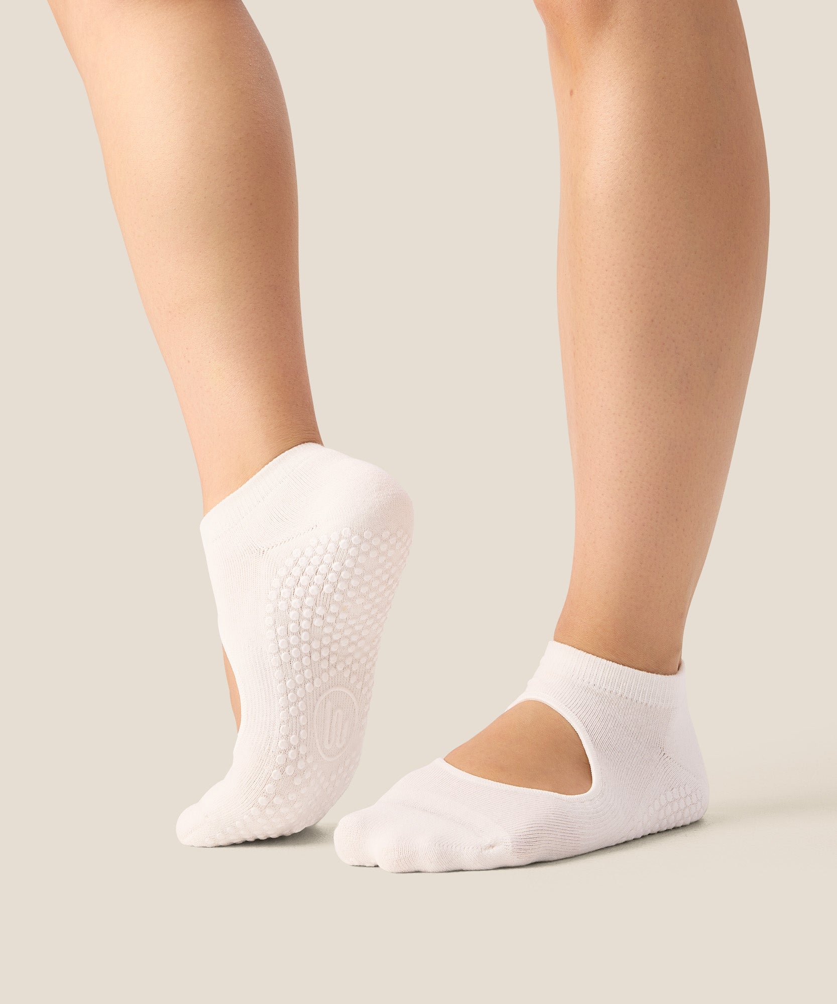 Slide On Grip Socks - Ivory