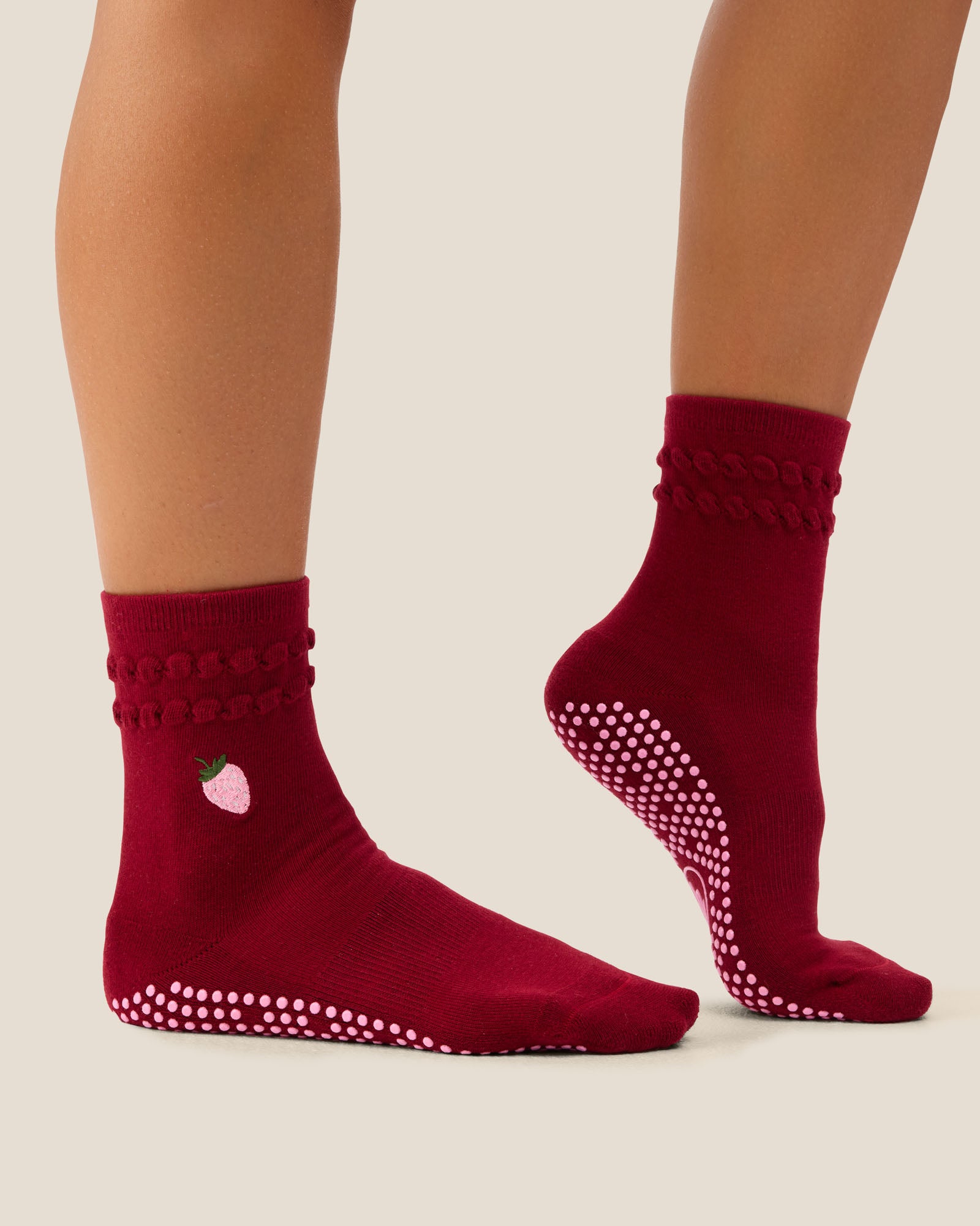 Crew Grip Socks - Strawberry Ruffle Ruby