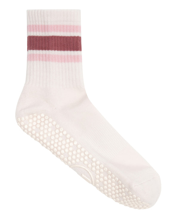 Women's Non Slip Grip Socks with Ribbed Texture and Blush Color
