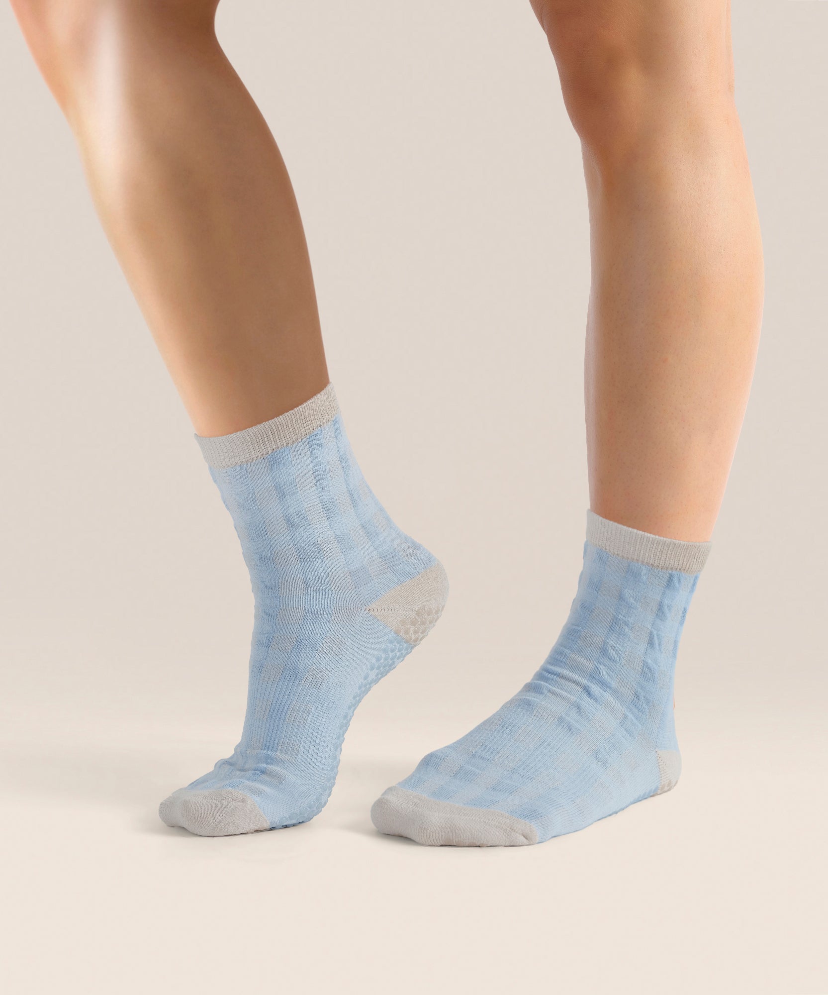 Crew Non Slip Grip Socks - Bluebelle Gingham