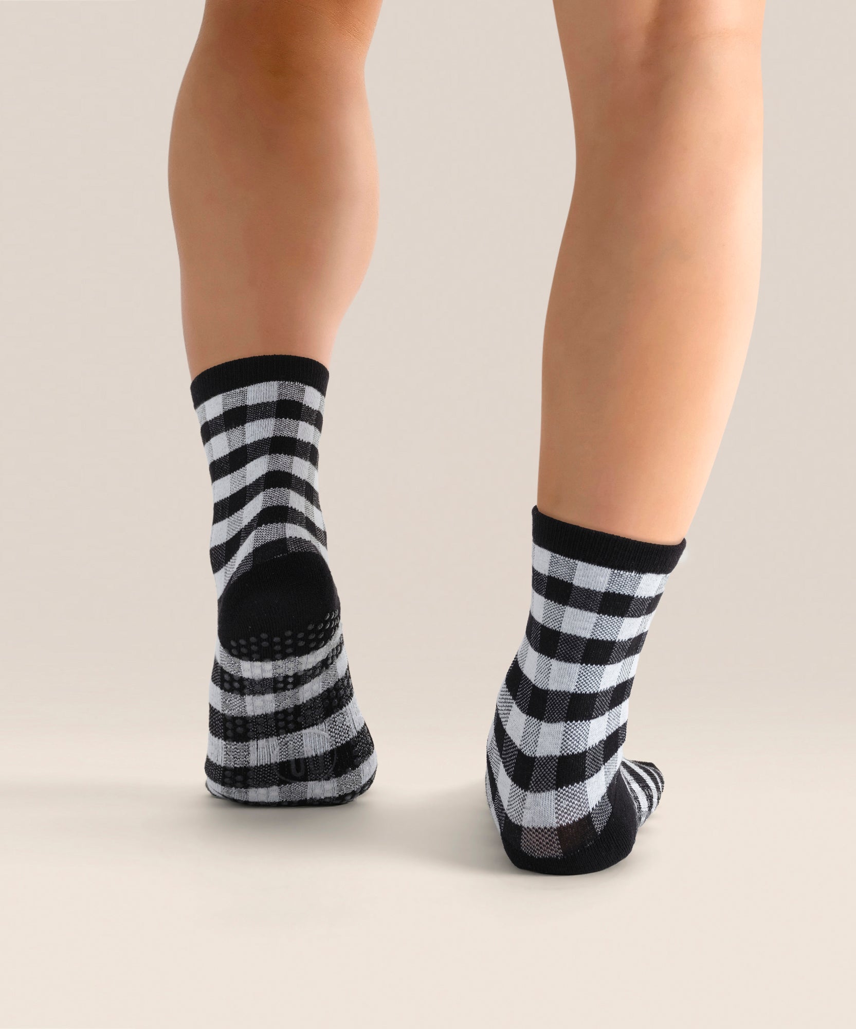 Crew Non Slip Grip Socks - Monochrome Gingham