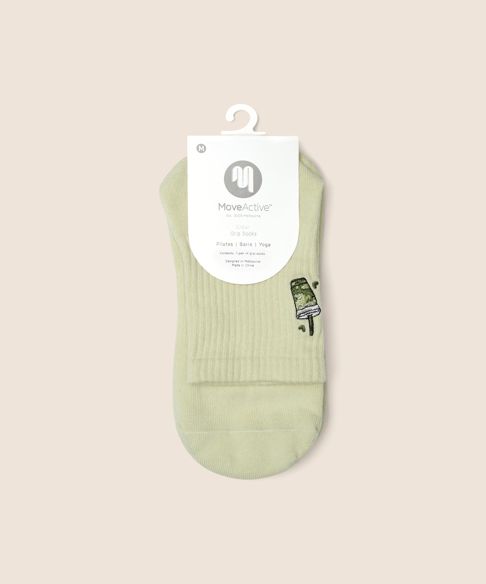 Crew Non Slip Grip Socks - Matcha Lover