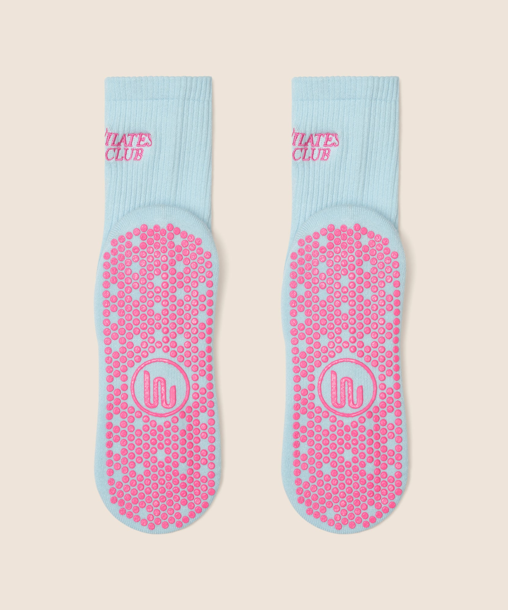 Crew Non Slip Grip Socks - Pilates Club Blue
