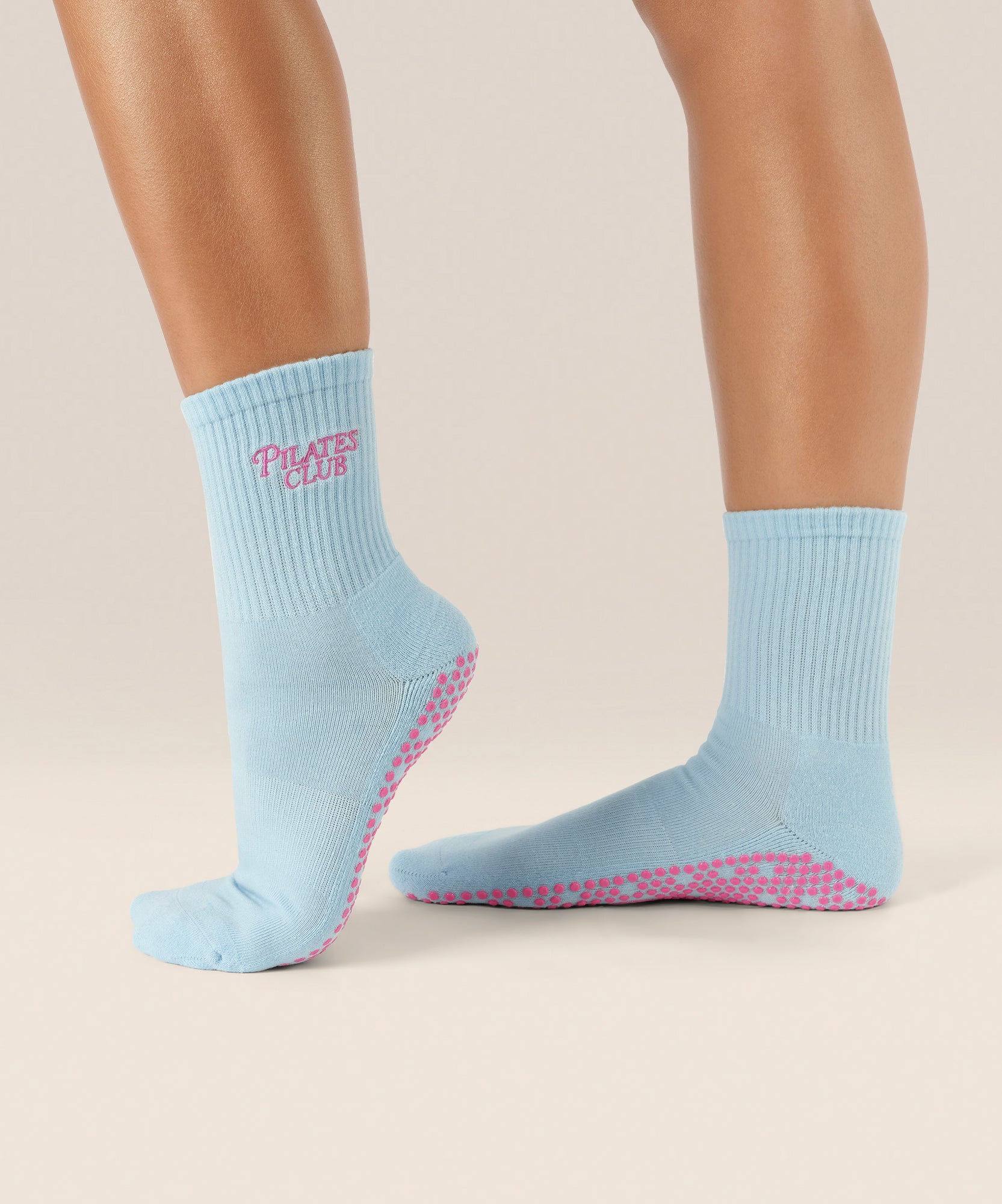 Crew Non Slip Grip Socks - Pilates Club Blue