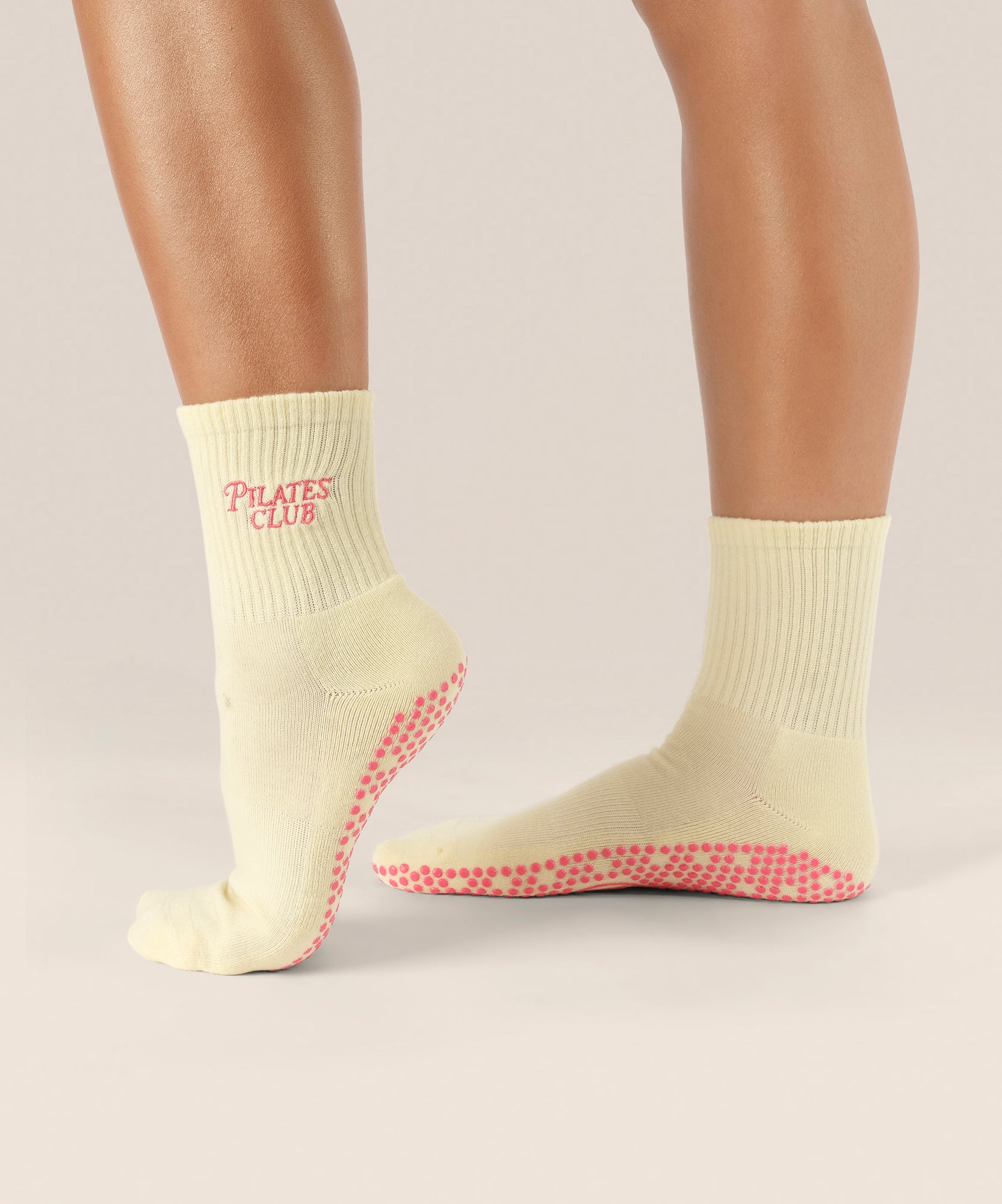 Crew Non Slip Grip Socks - Pilates Club Yellow
