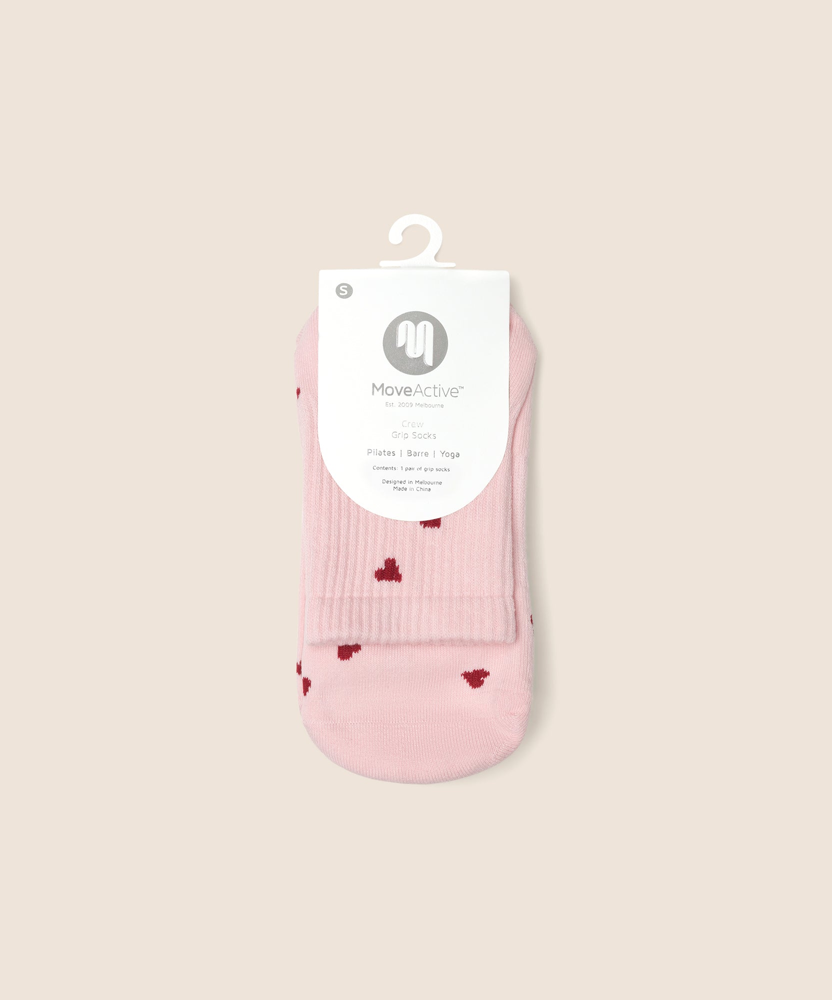 Crew Non Slip Grip Socks - Love Me Pink