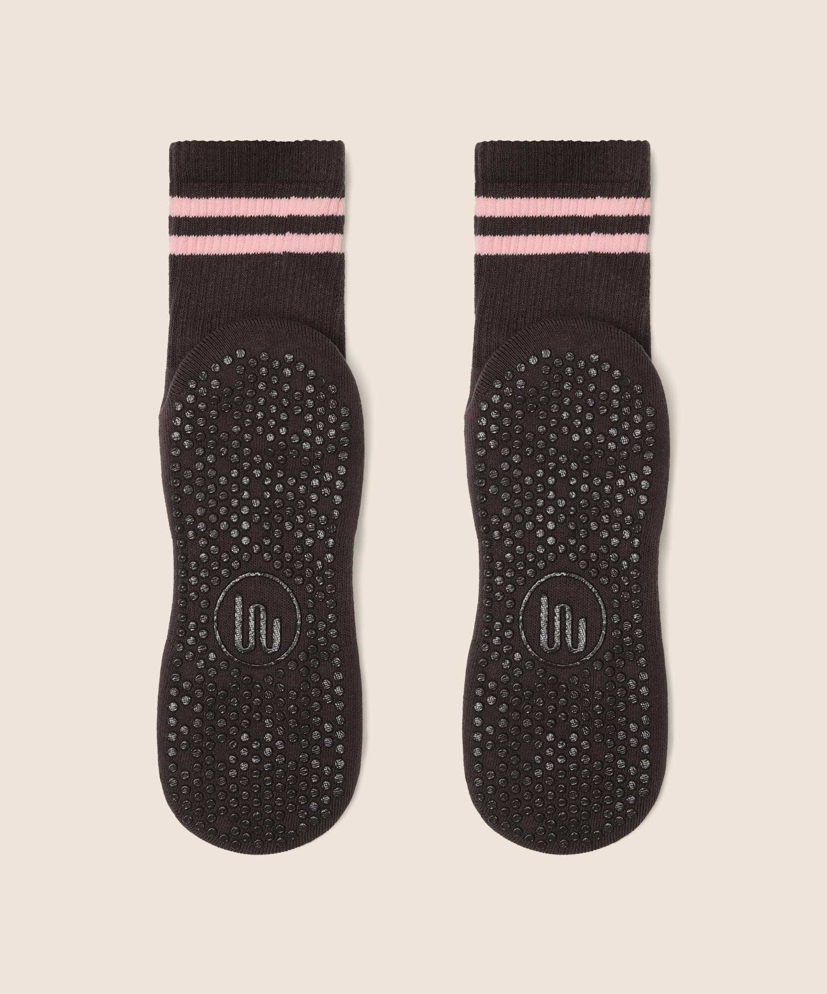 Crew Non Slip Grip Socks - Sporty Stripe Espresso