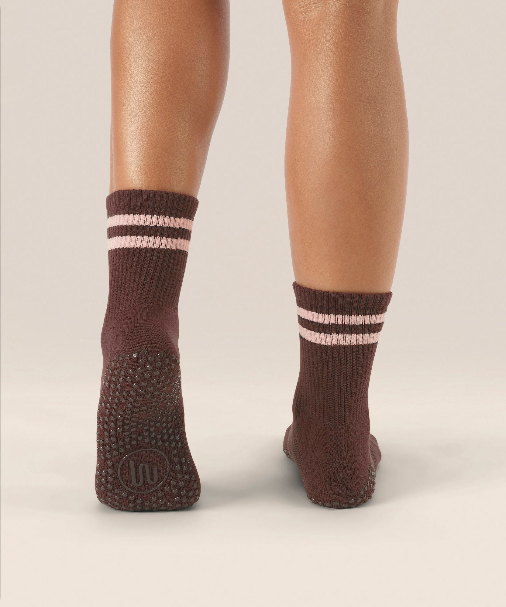 Crew Non Slip Grip Socks - Sporty Stripe Espresso